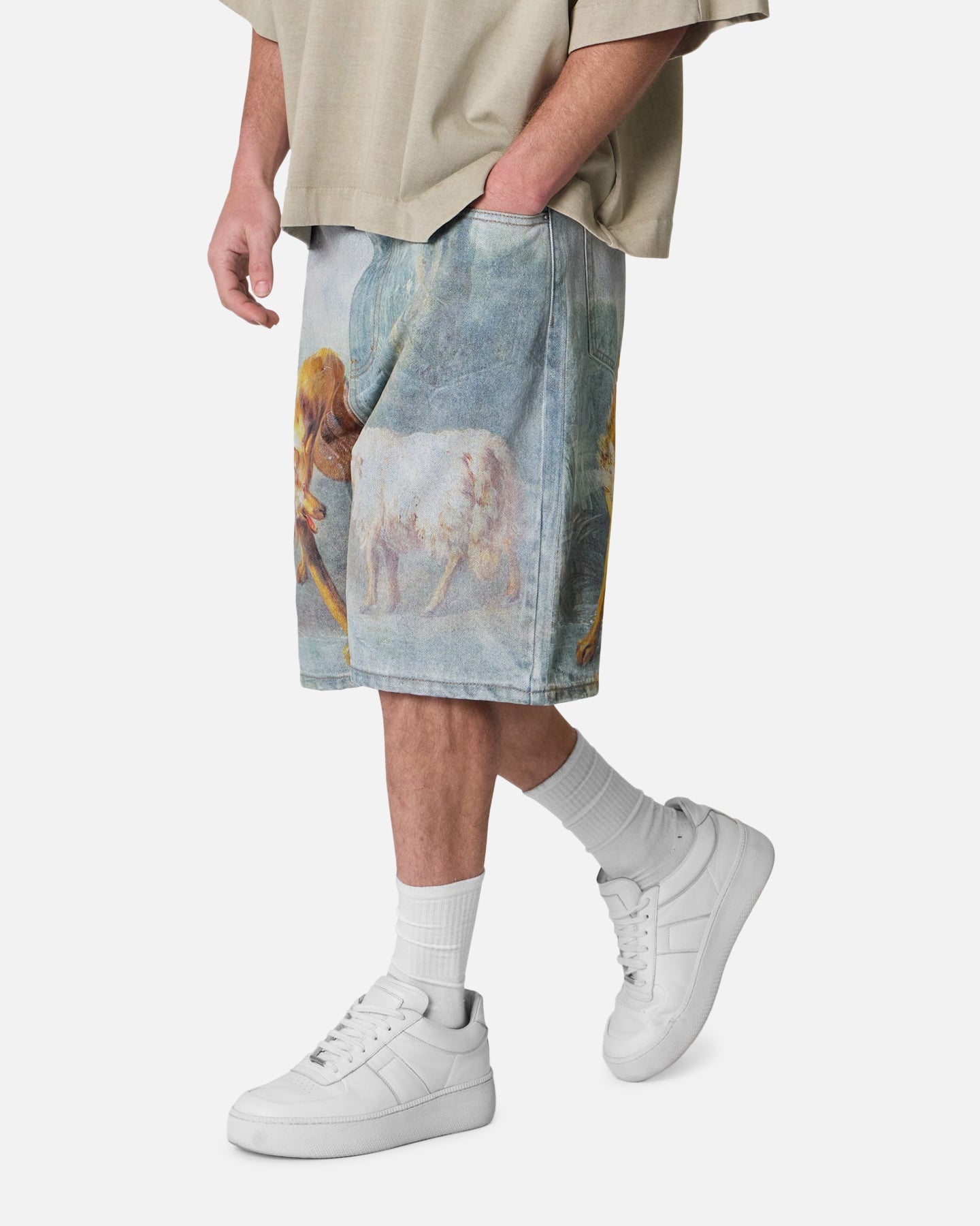 MNML Sheep Hounded Denim Shorts Multi