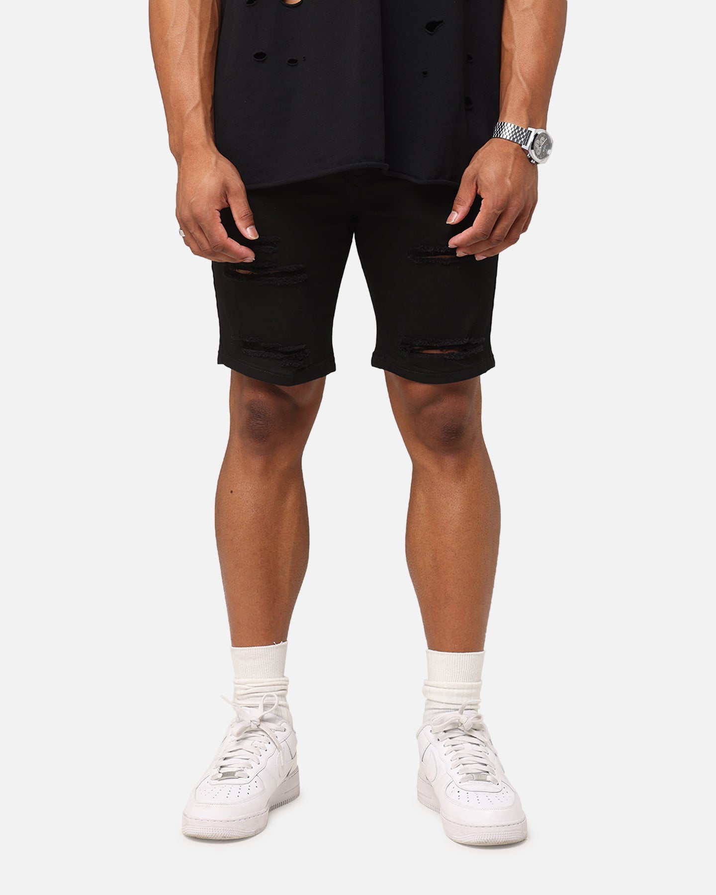 Saint Morta Dynasty Thrash V2 Denim Shorts Jet Black