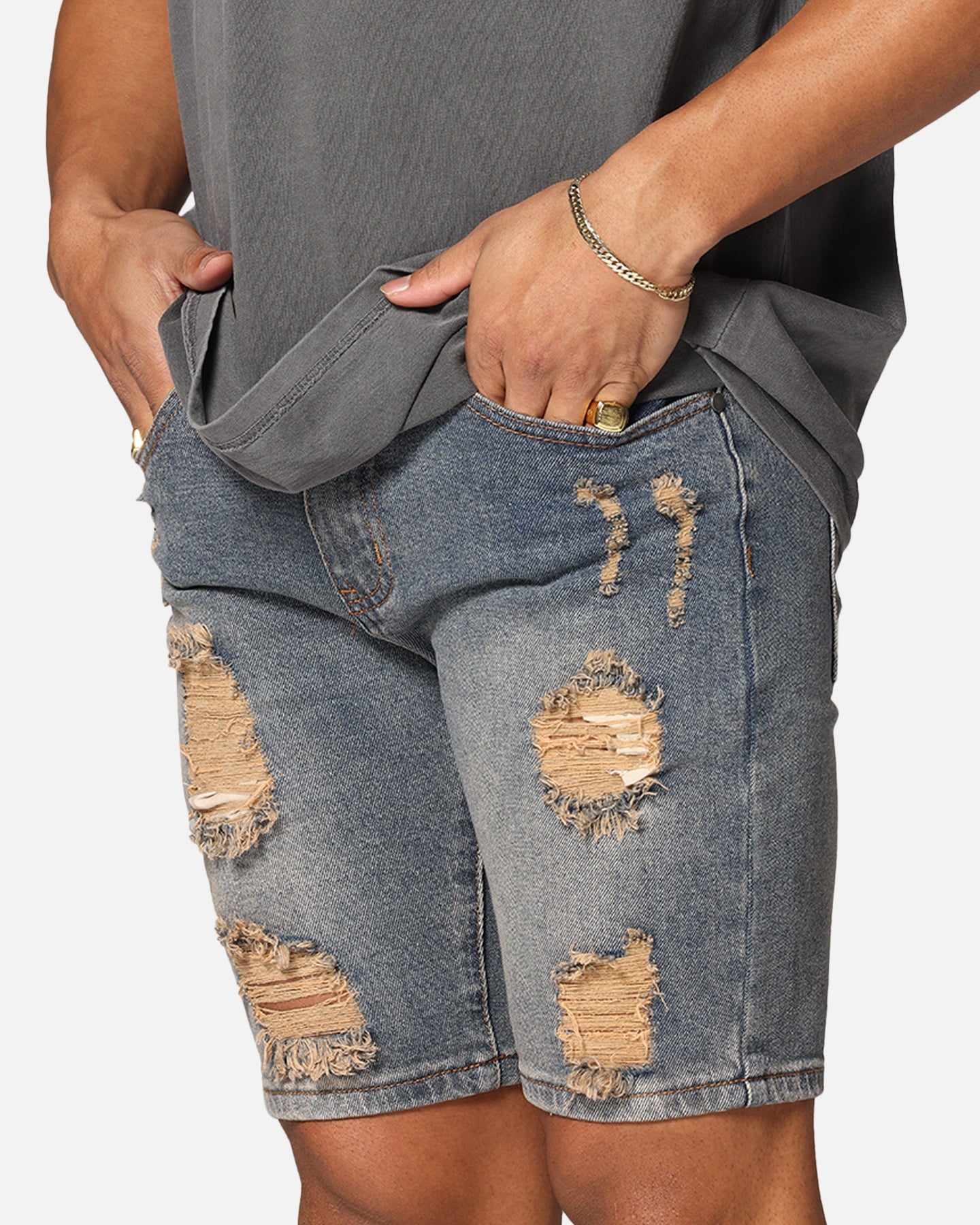 Saint Morta Dynasty Thrash V2 Denim Shorts Dirty Denim