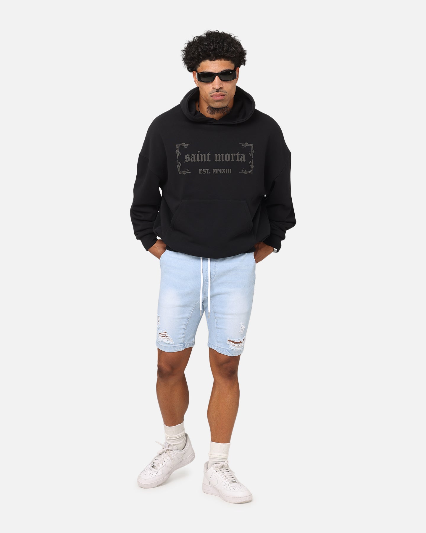 Saint Morta Annex V2 Denim Shorts Pale Blue