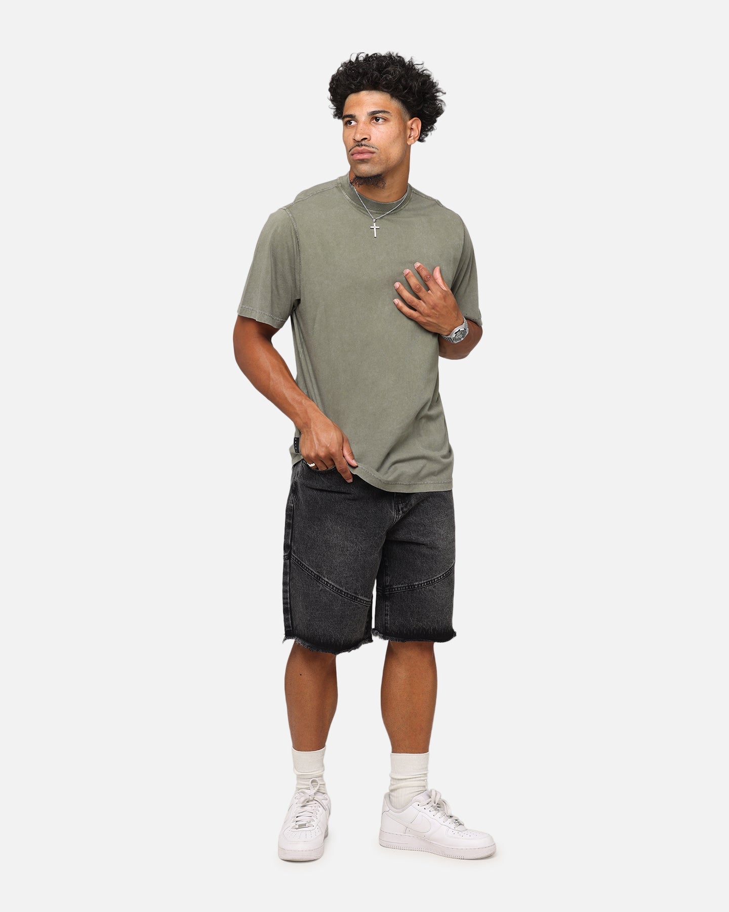 Saint Morta Armoury Baggy Denim Shorts Black Shadow