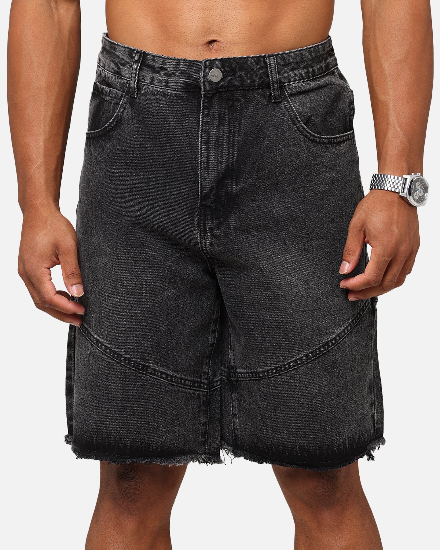 Saint Morta Armoury Baggy Denim Shorts Black Shadow
