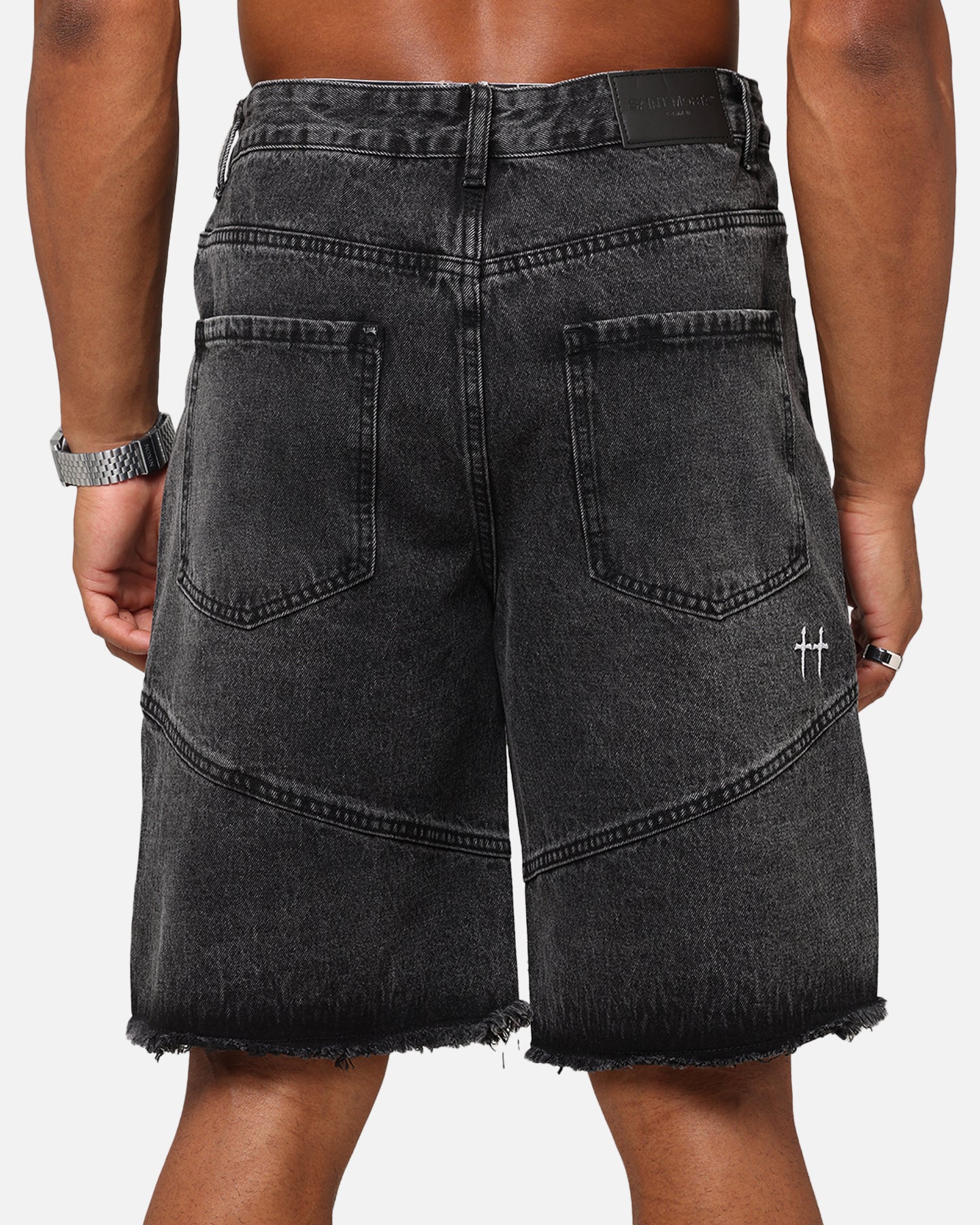 Saint Morta Armoury Baggy Denim Shorts Black Shadow