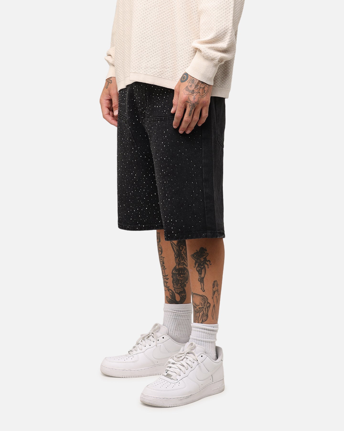 XXIII Diamond Buckle Back Jorts Black