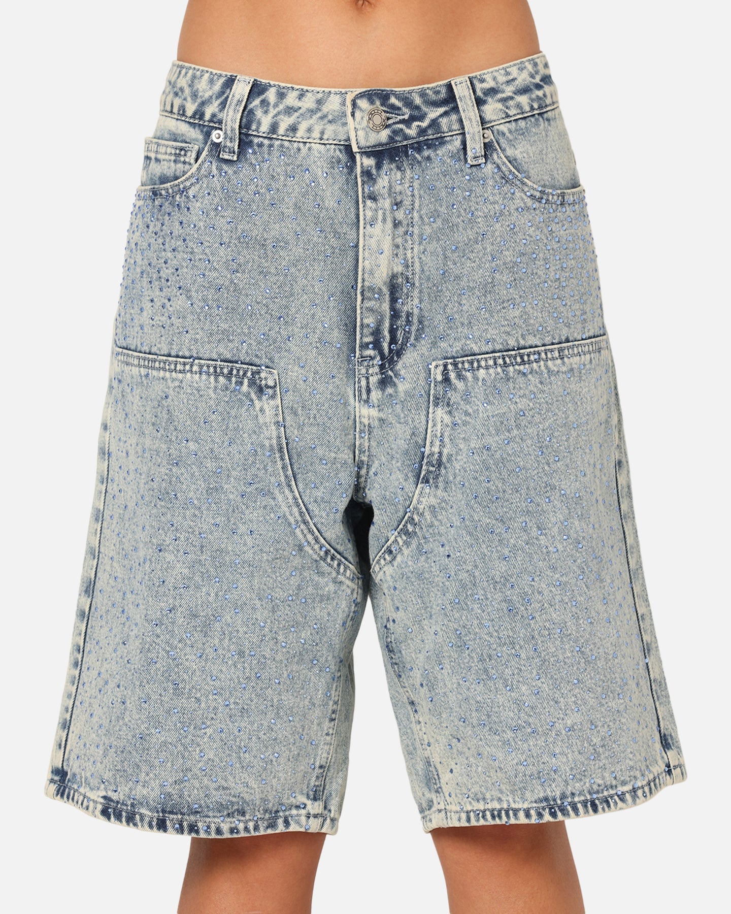 XXIII Diamond Buckle Back Jorts Blue Stonewash