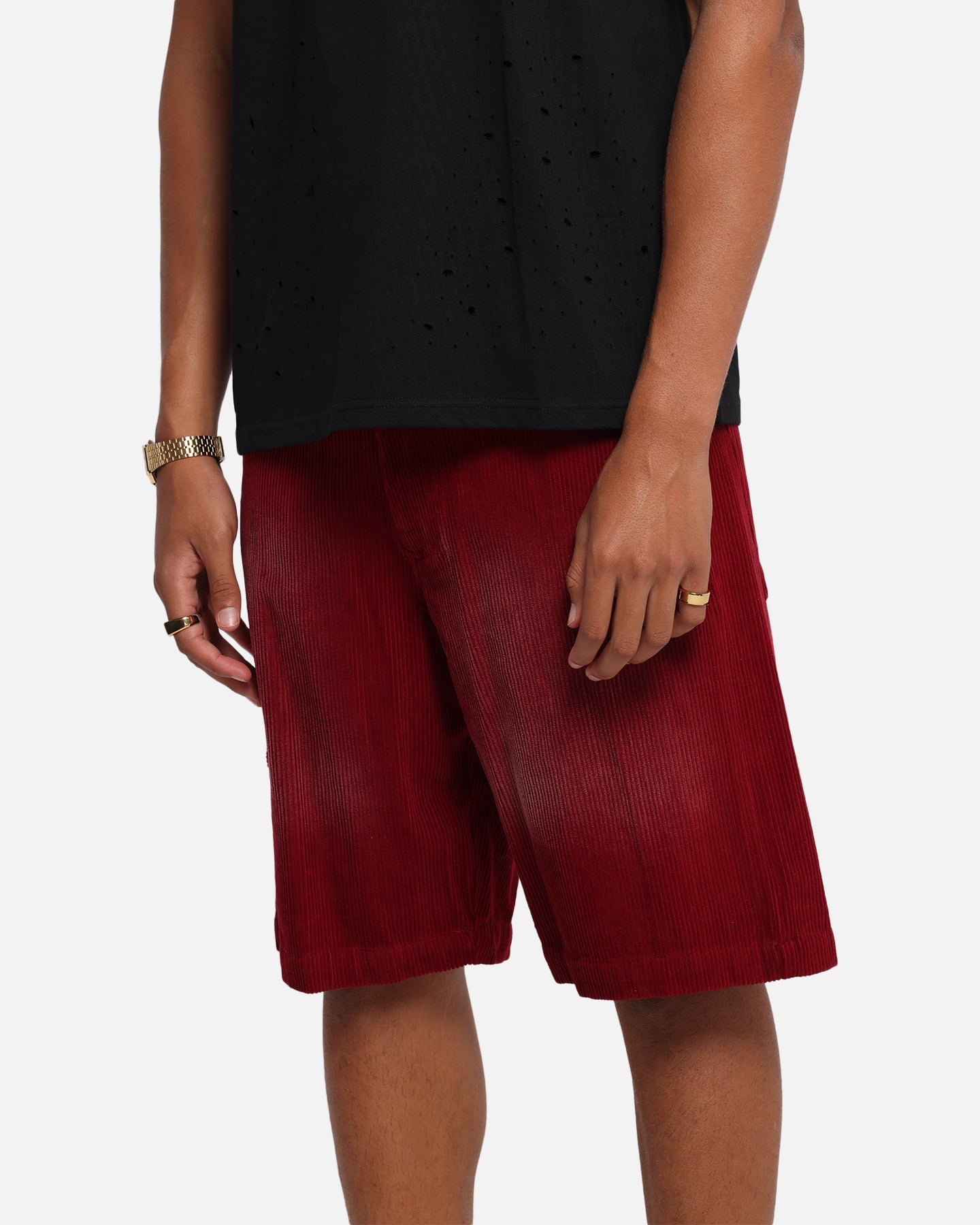 XXIII Corduroy Wash Jorts Burgundy