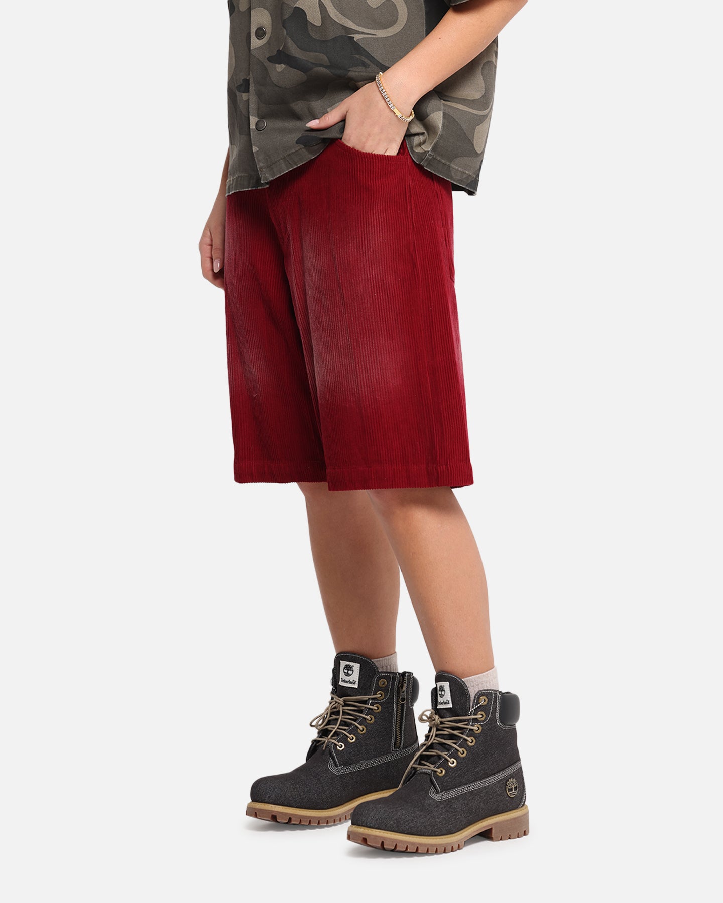 XXIII Corduroy Wash Jorts Burgundy