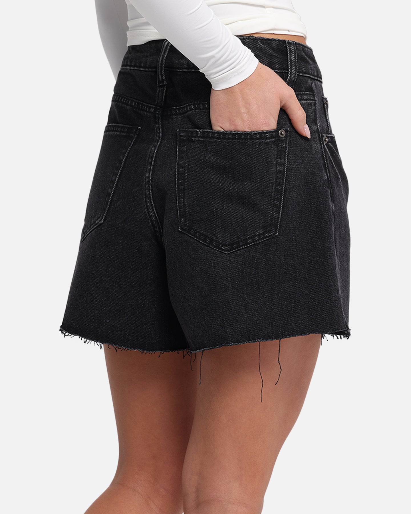 XXIII Women's High Cut A-Line Denim Shorts Washed Black
