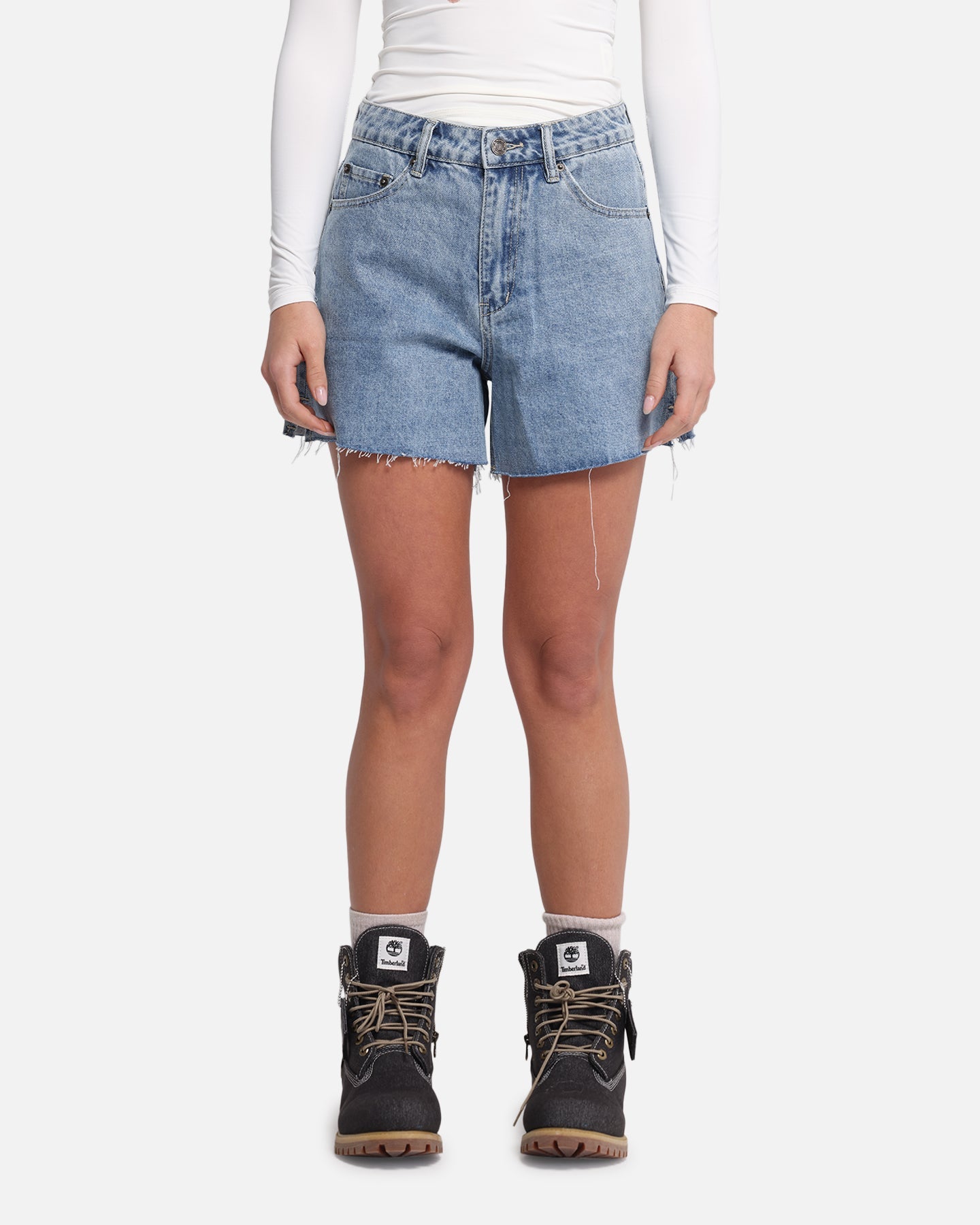 XXIII Women's High Cut A-Line Denim Shorts Blue Denim