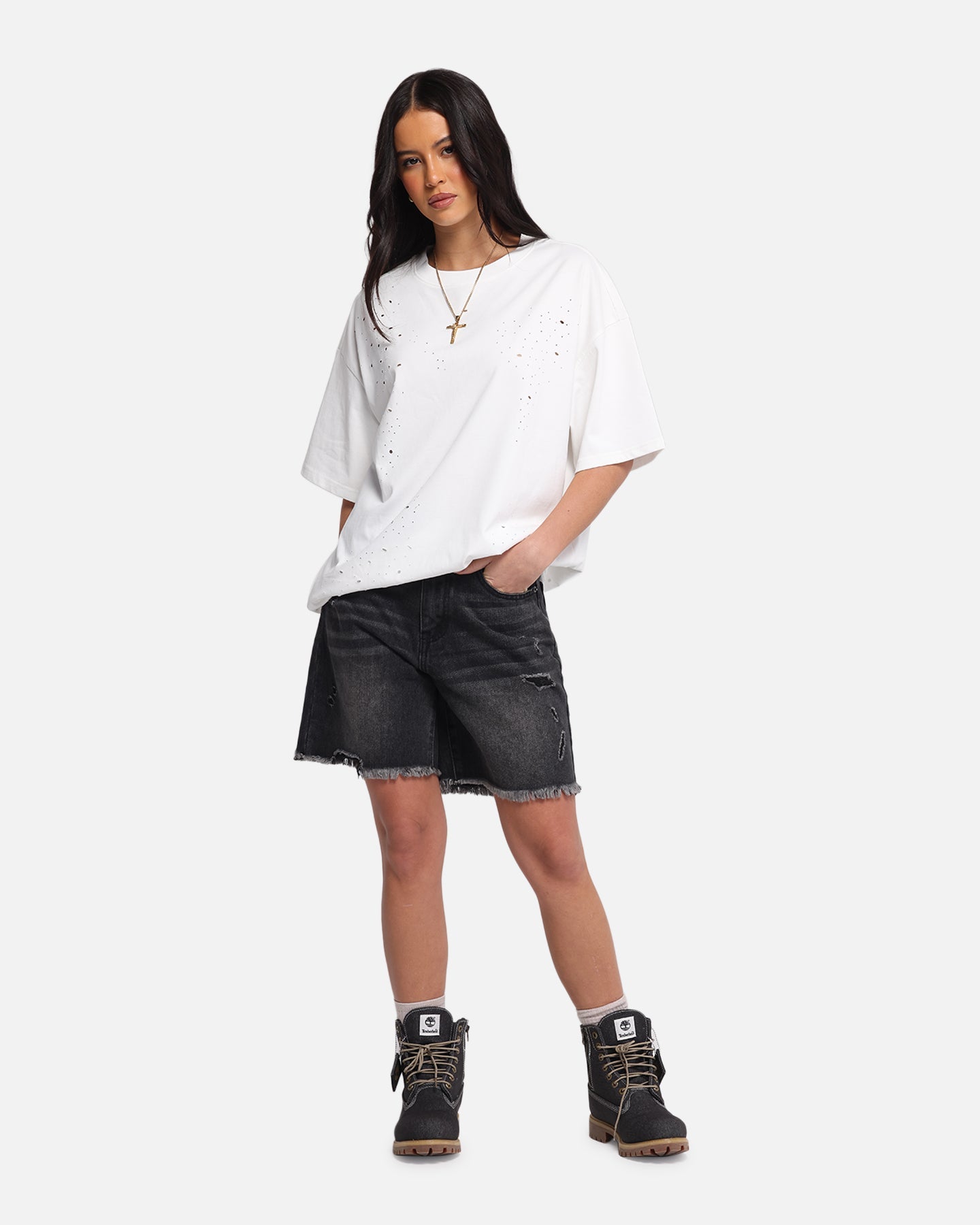 XXIII Women's Relaxed Denim Shorts Washed black