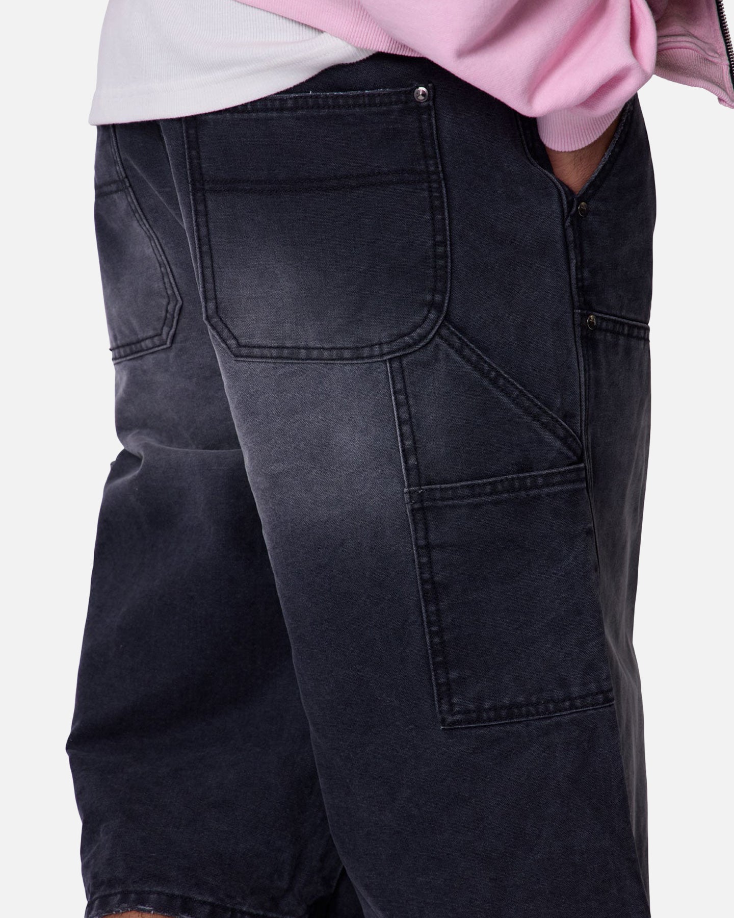 MNML Ultra Baggy Carpenter Shorts Washed Black