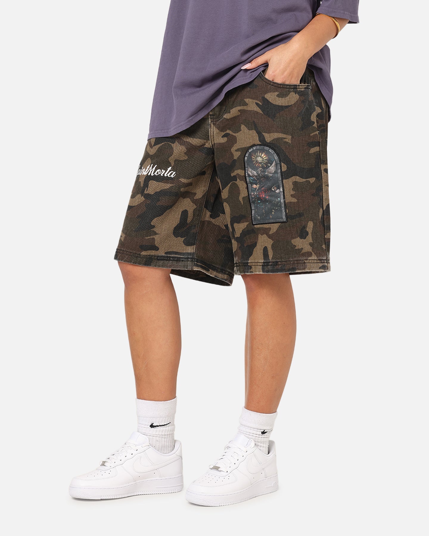 Saint Morta Kingdomcome Baggy Shorts Woodland Camo