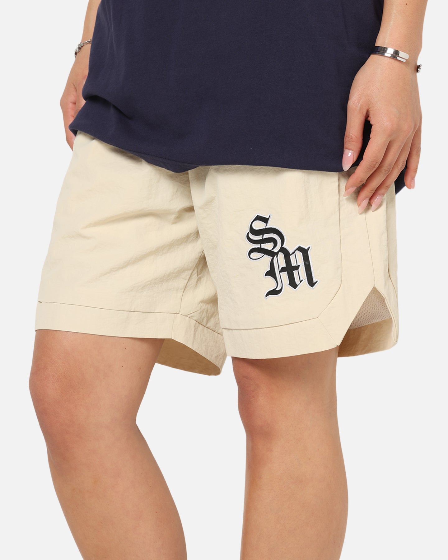 Saint Morta Gothic Monogram Nylon Shorts Dirty Blonde