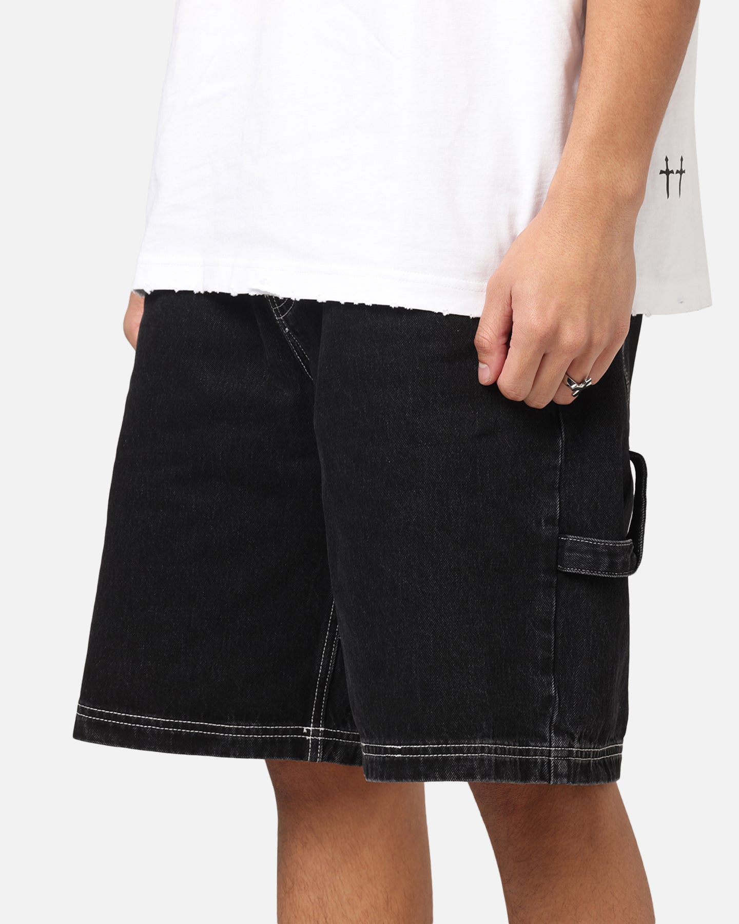 Saint Morta Amplus Fray Carpenter Jort Shorts Contrast Black