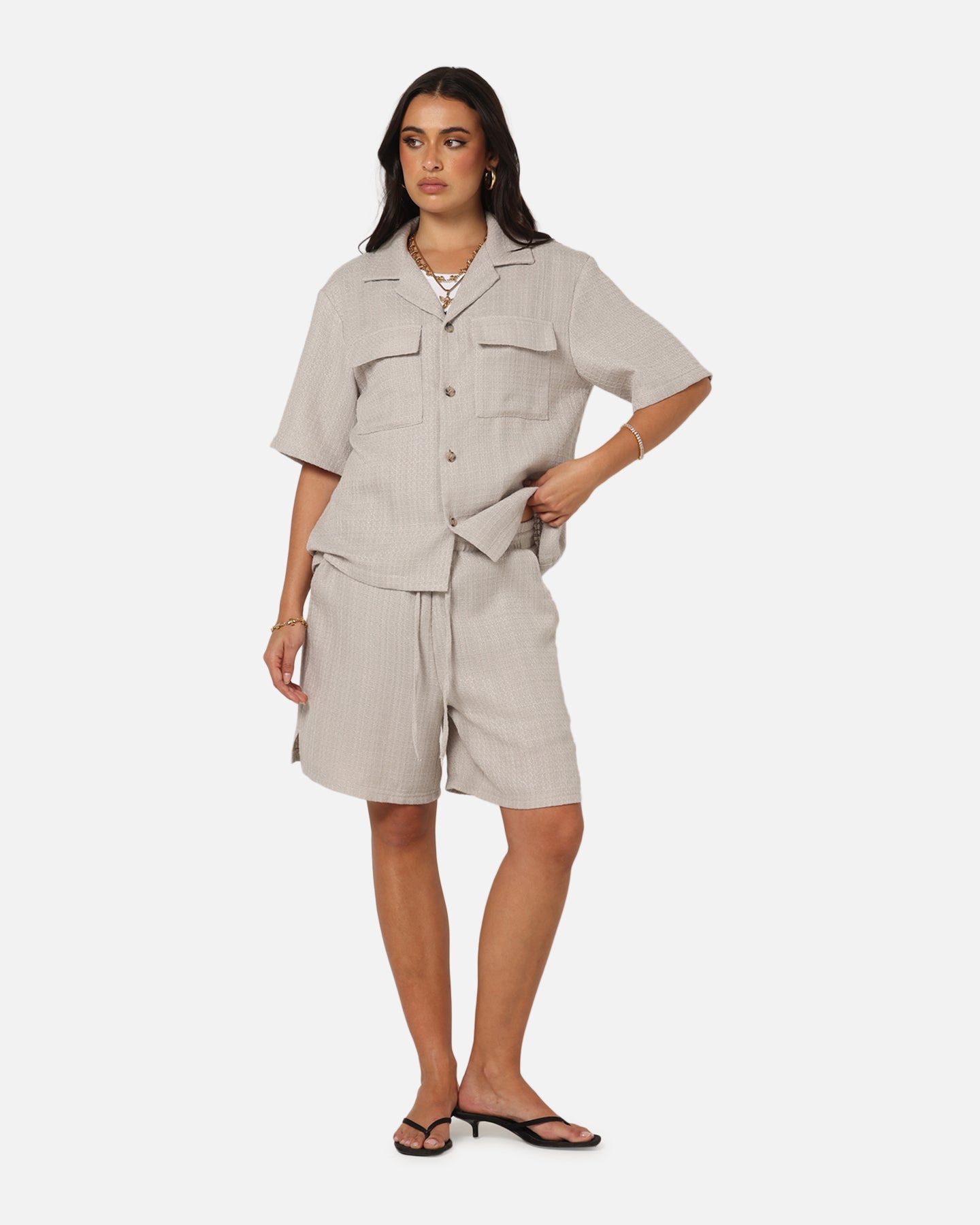 XXIII Textured Shorts Stone