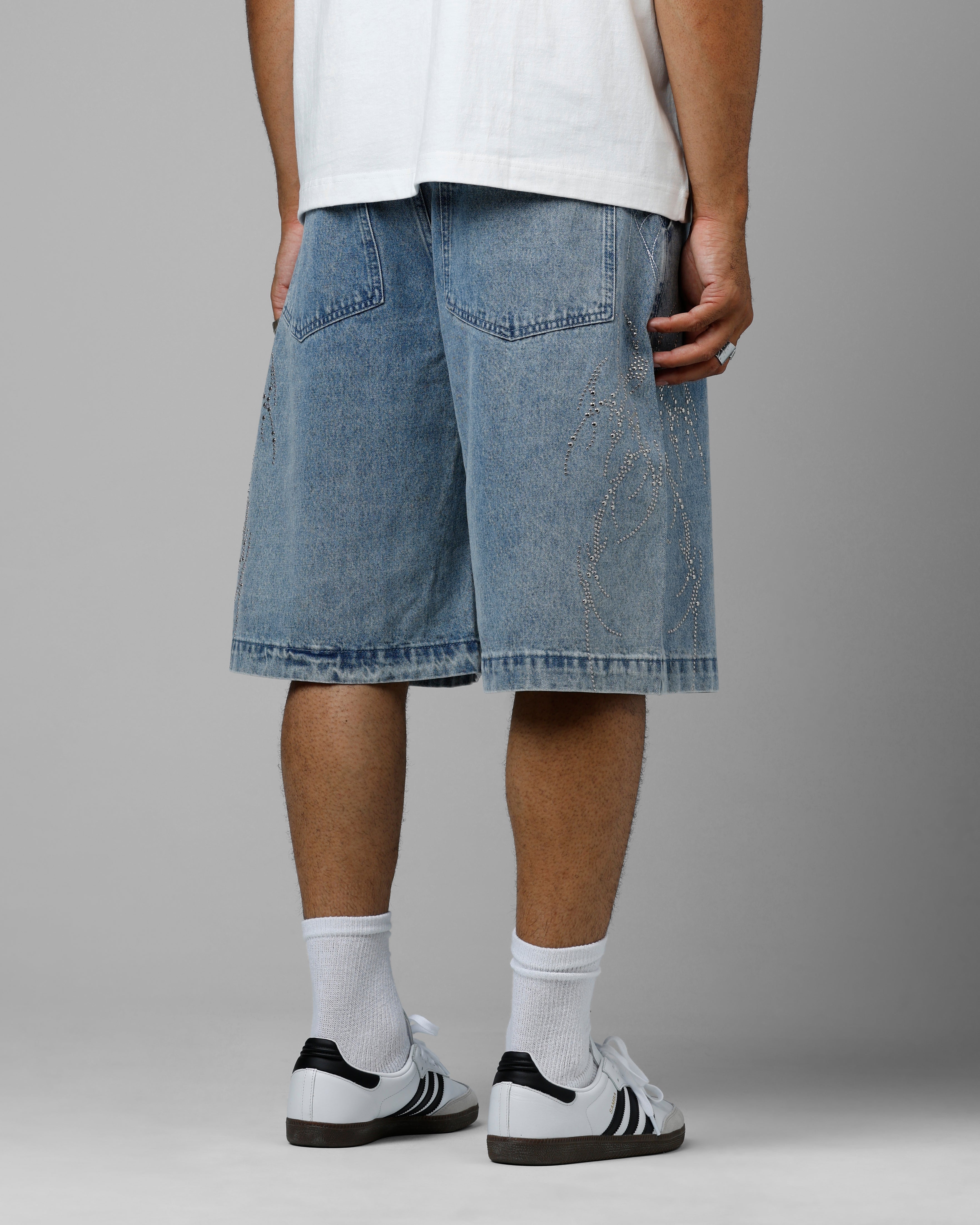 Loiter Goth Clique Jorts Blue Denim