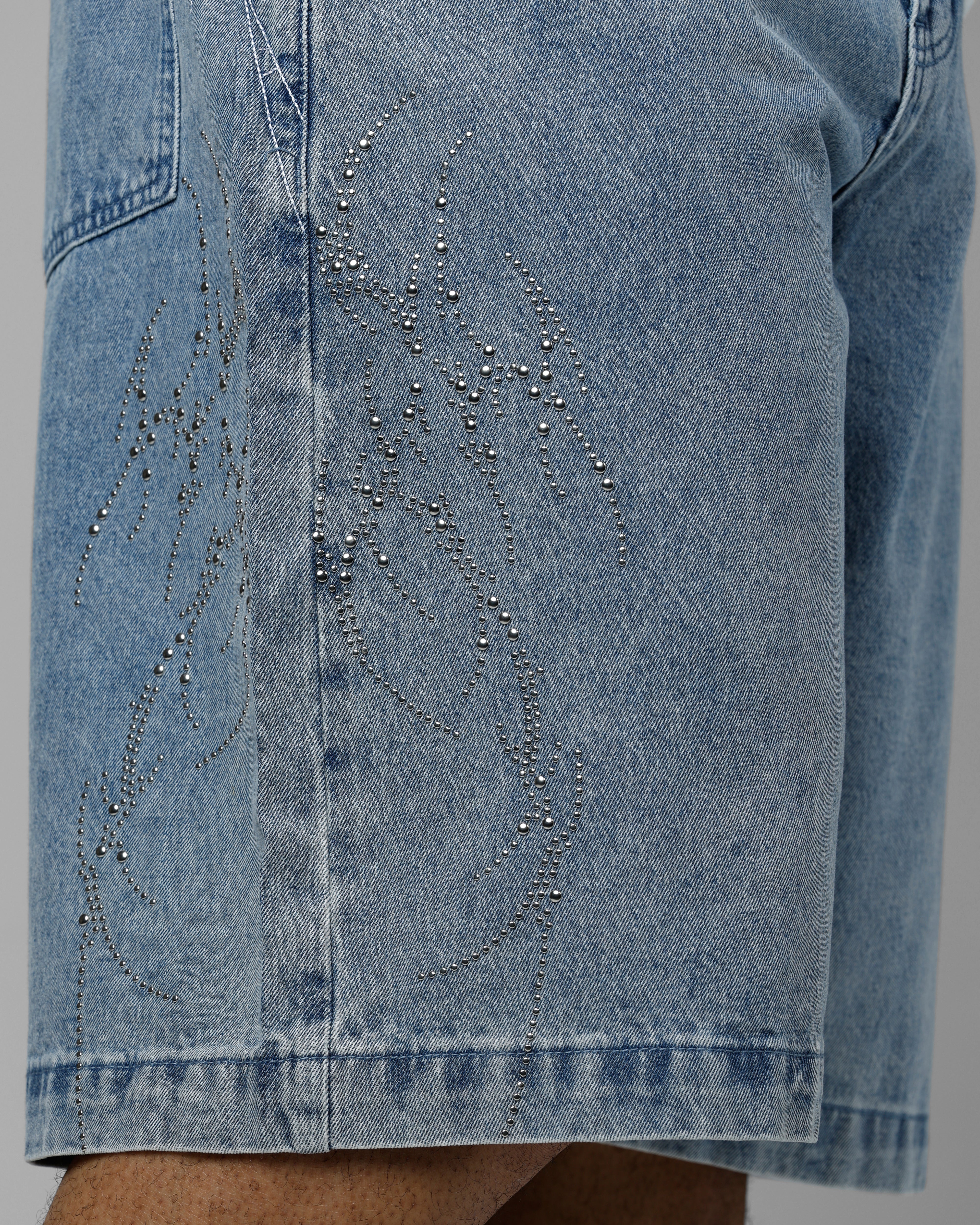 Loiter Goth Clique Jorts Blue Denim