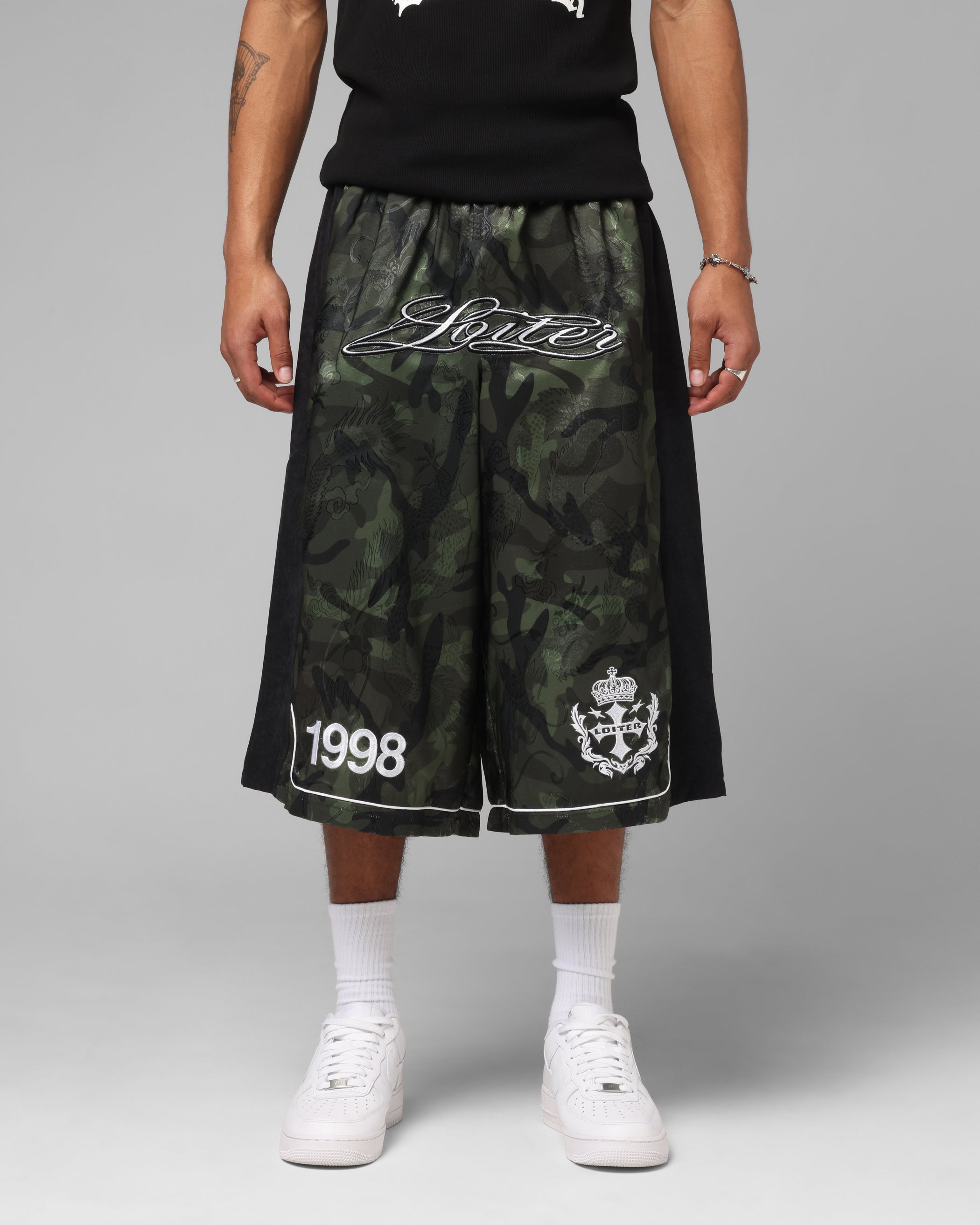 Loiter Fight Club 3 Quarter Shorts Woodland Camo