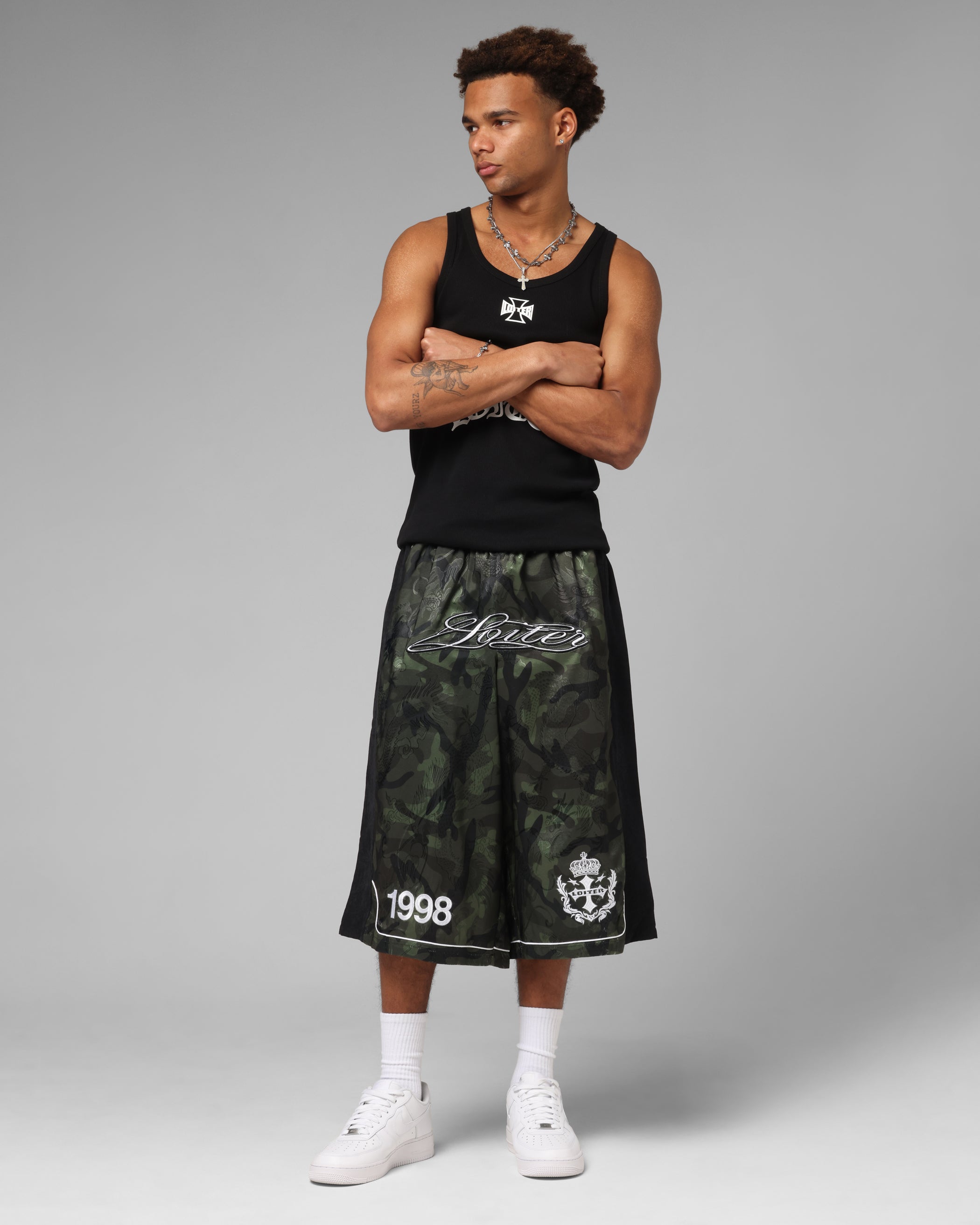 Loiter Fight Club 3 Quarter Shorts Woodland Camo