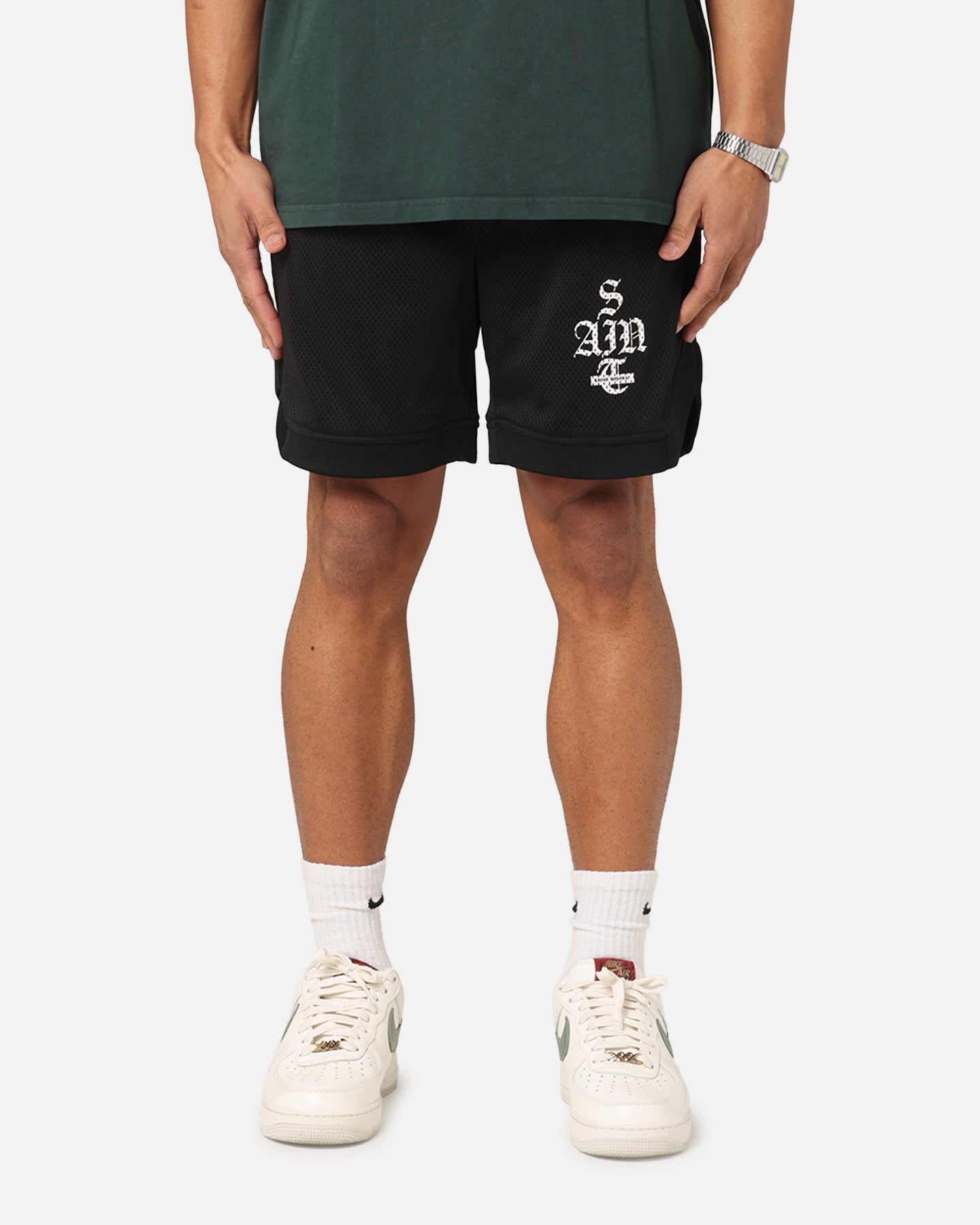 Saint Morta Gothic Stack Basketball Shorts Black