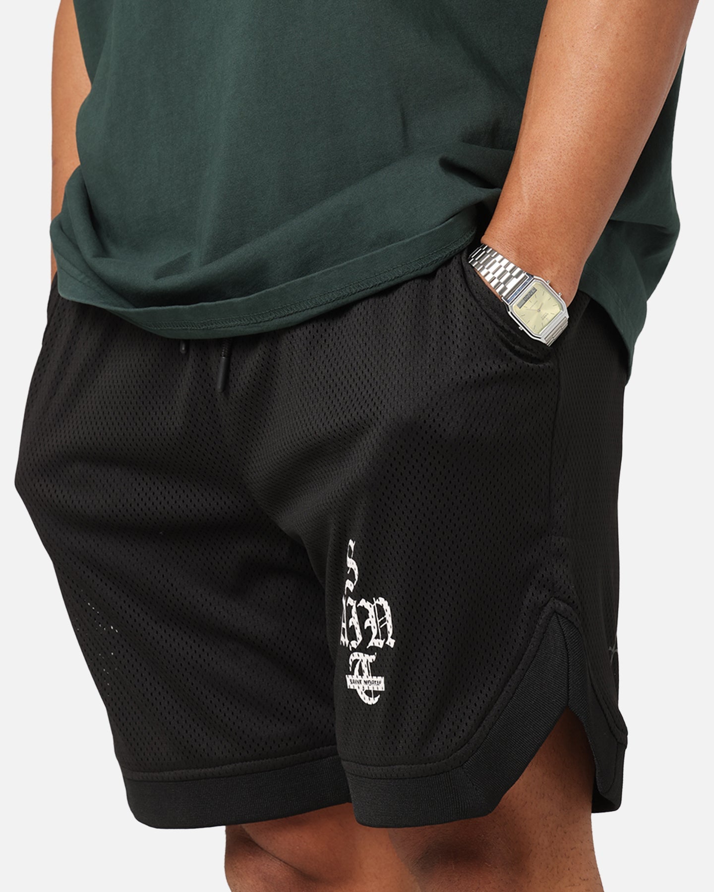 Saint Morta Gothic Stack Basketball Shorts Black