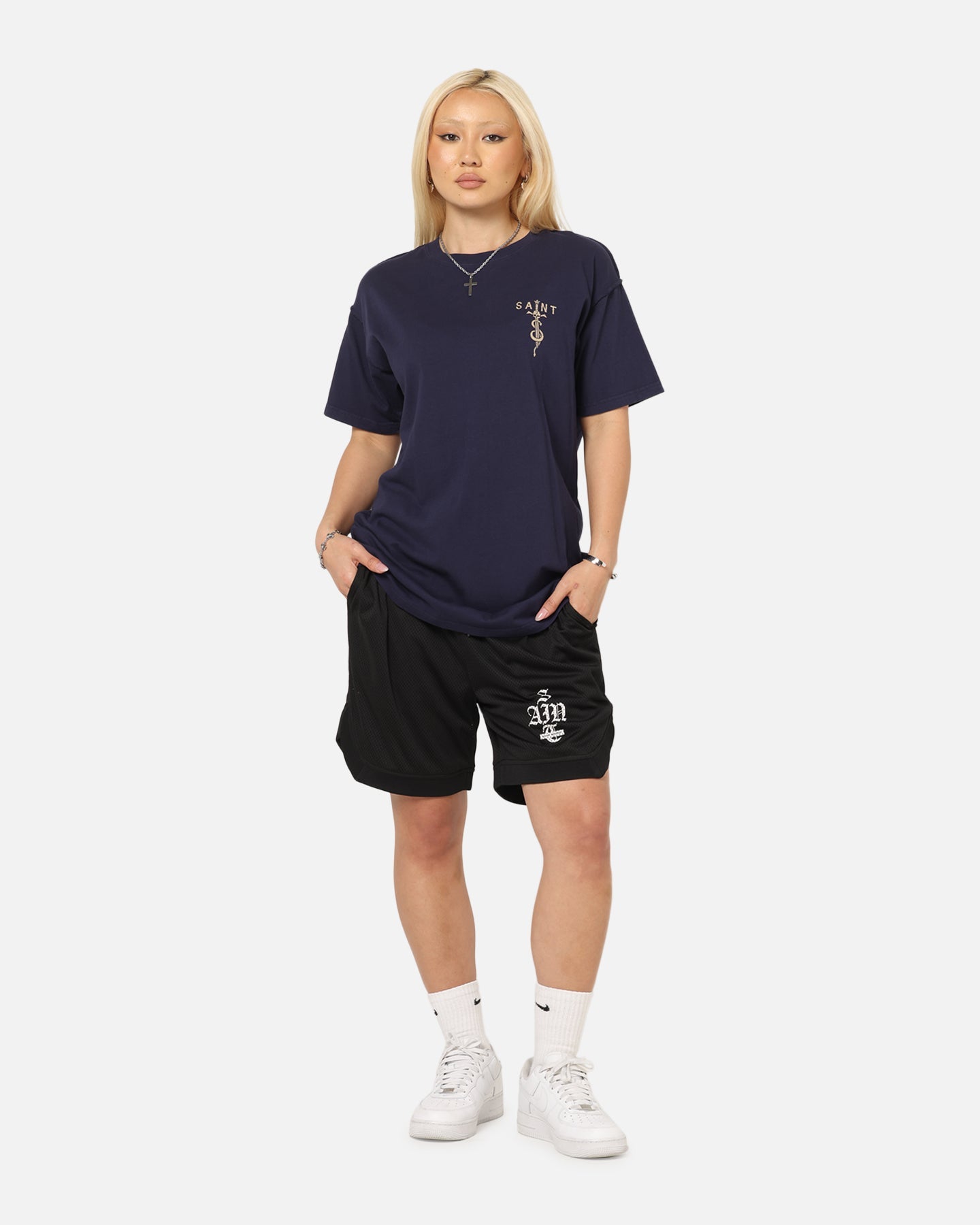 Saint Morta Gothic Stack Basketball Shorts Black