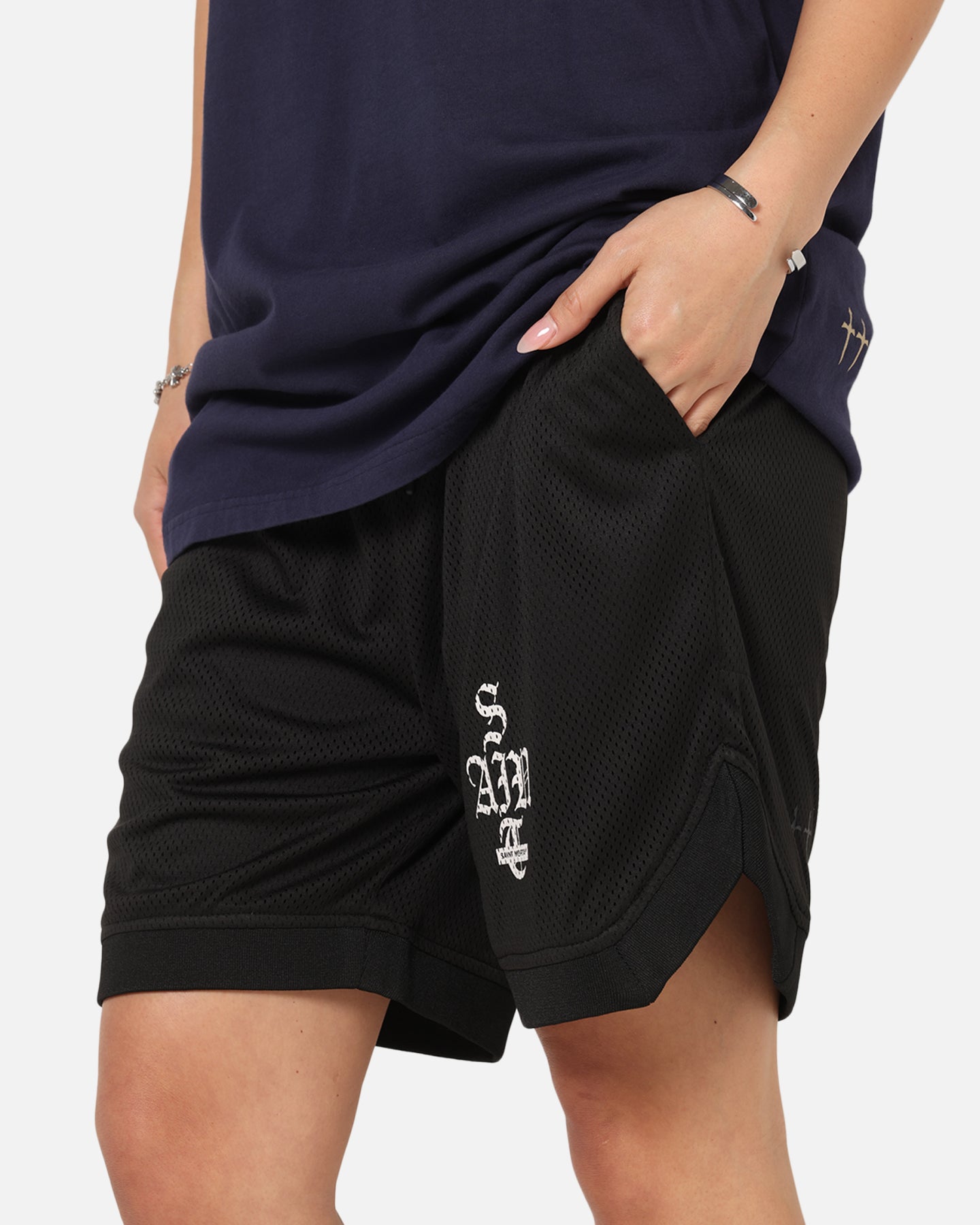 Saint Morta Gothic Stack Basketball Shorts Black