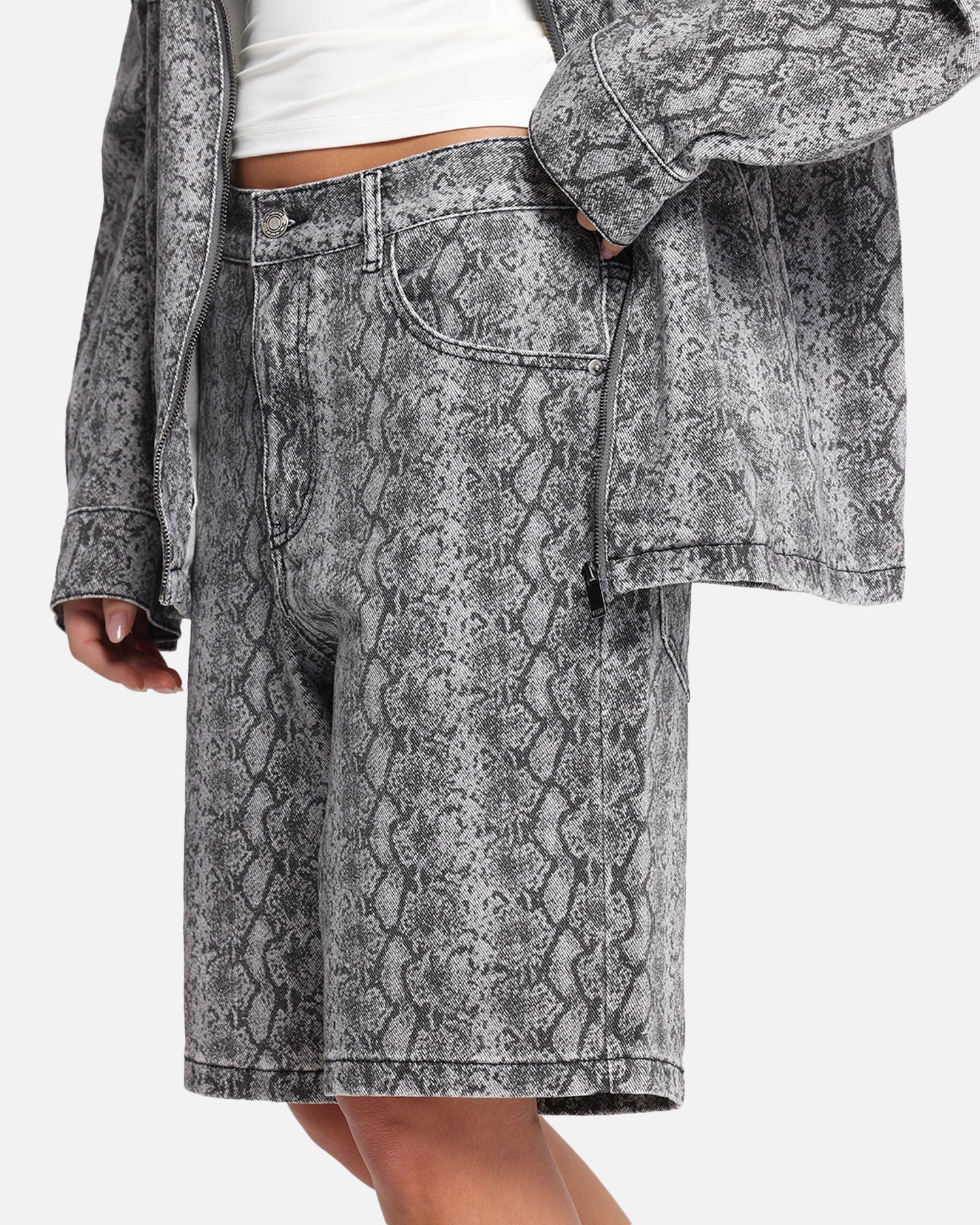 XXIII Snake Skin Jorts Black Snake Print