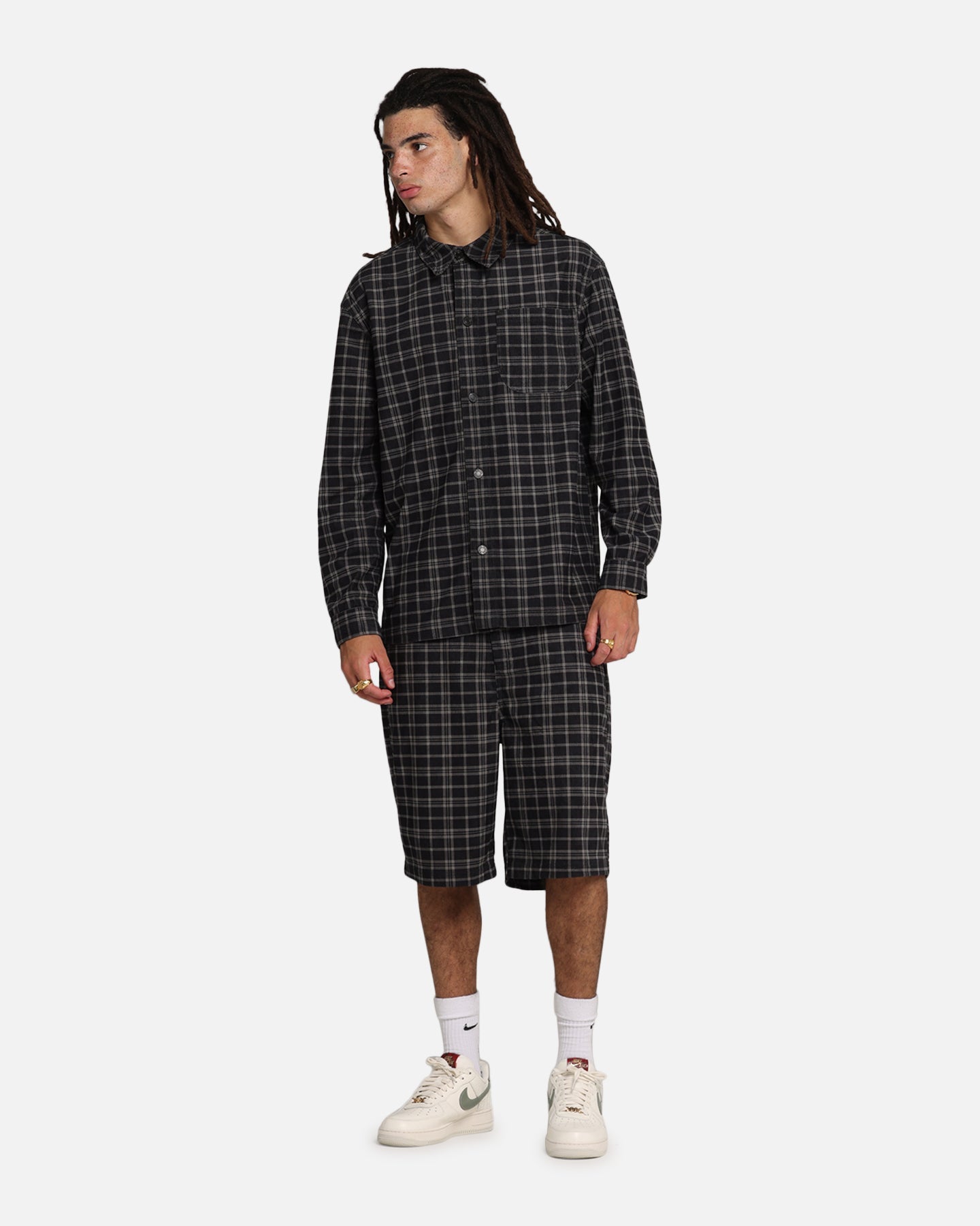 XXIII Plaid Corduroy Jorts Black/Grey