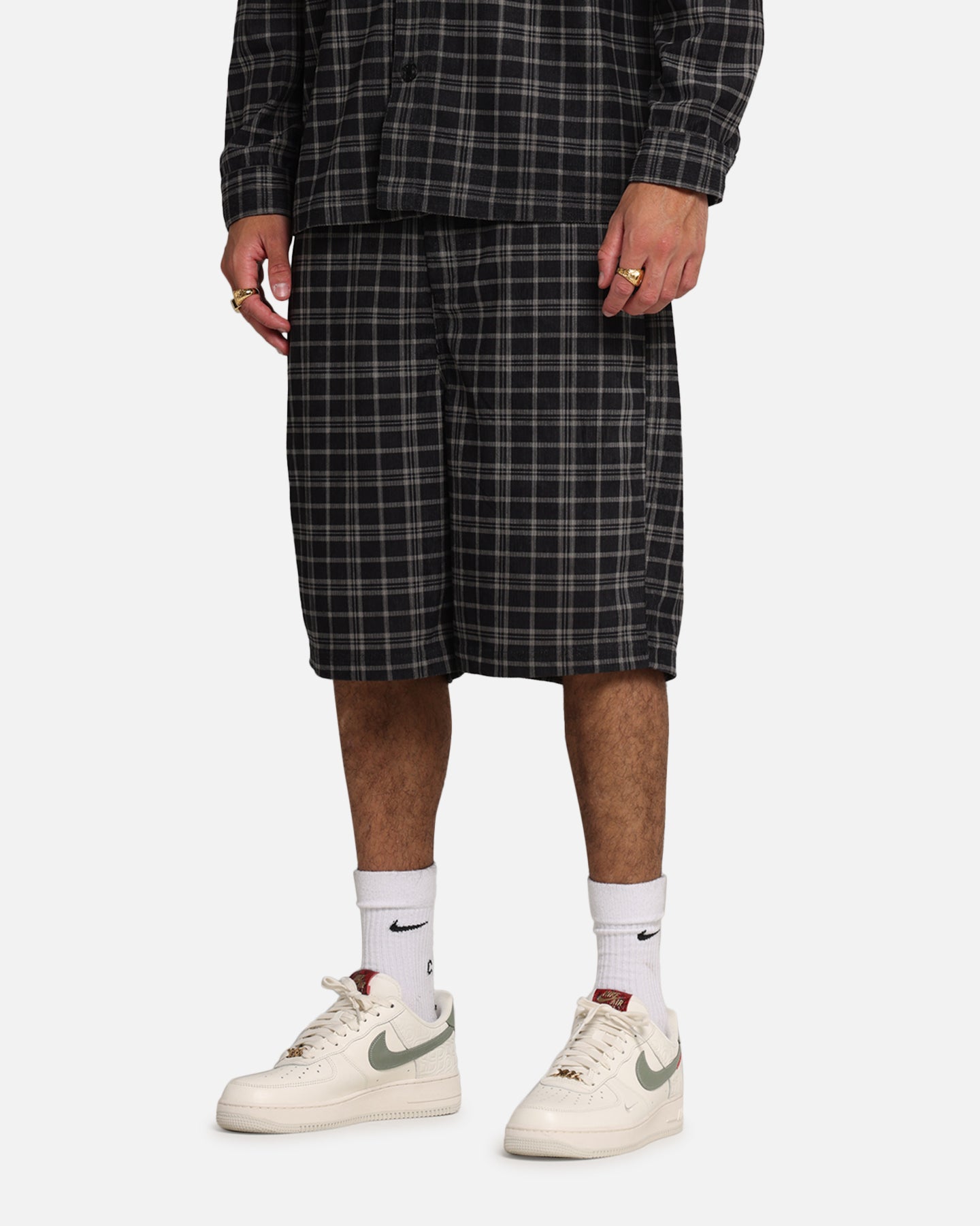 XXIII Plaid Corduroy Jorts Black/Grey