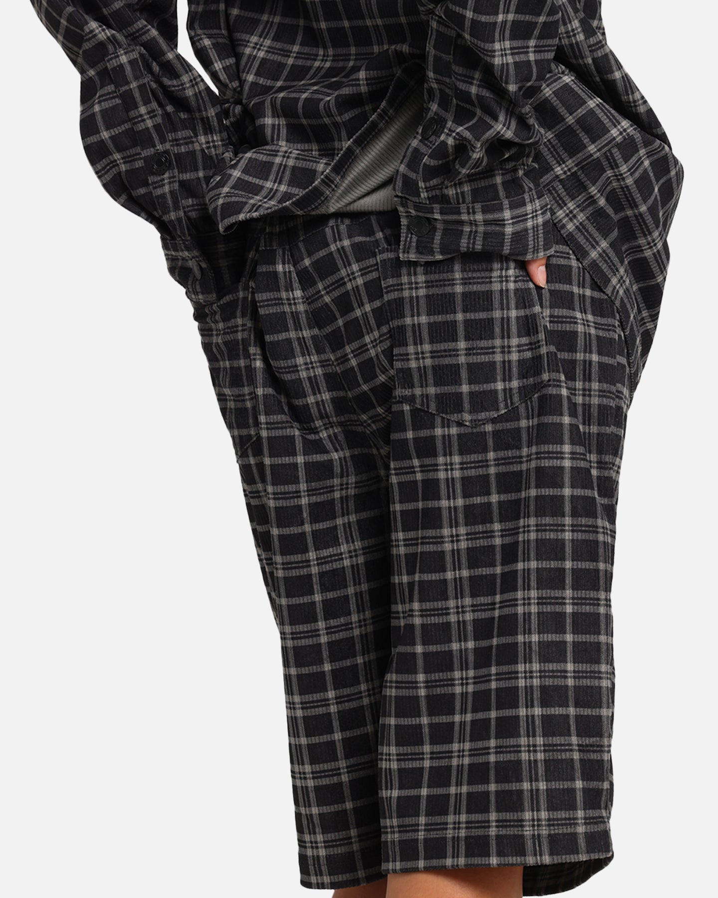 XXIII Plaid Corduroy Jorts Black/Grey