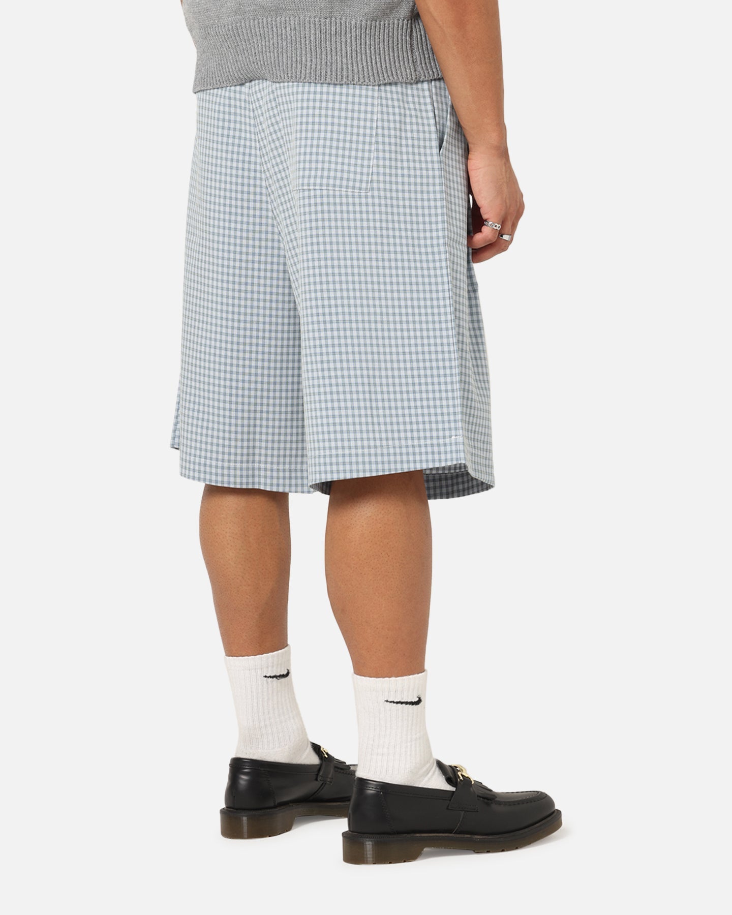 XXIII Baggy Pleated Shorts Blue Check