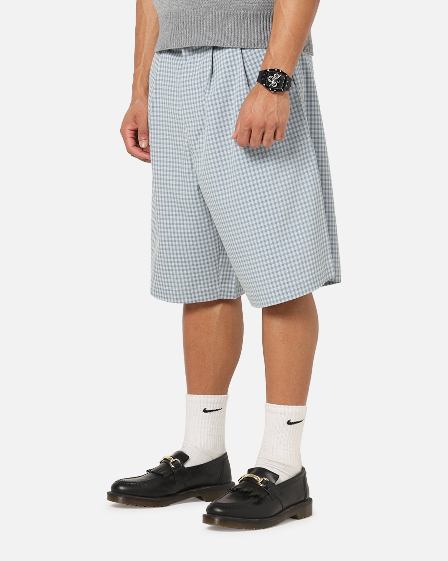 XXIII Baggy Pleated Shorts Blue Check