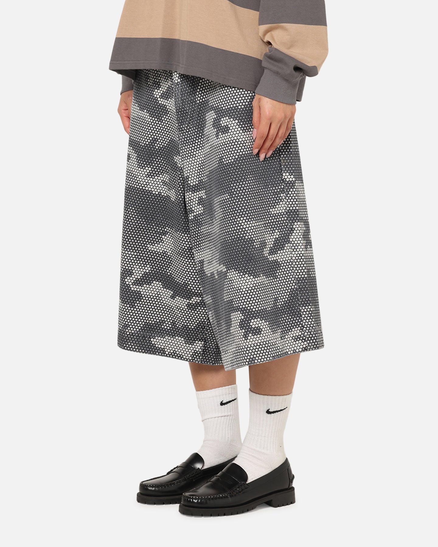XXIII Wide Leg Denim Shorts Digi Camo
