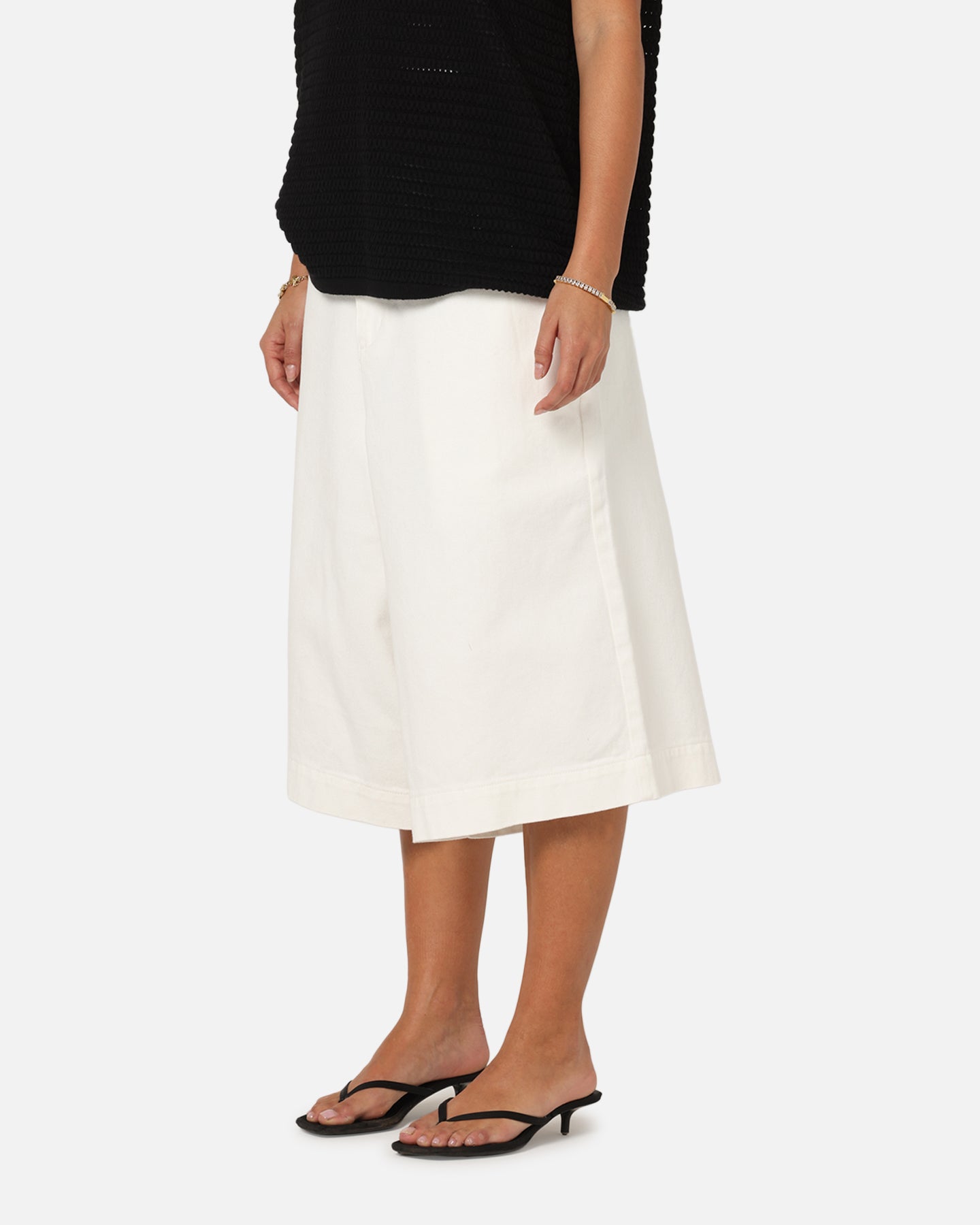 XXIII Wide Leg Denim Shorts Off White