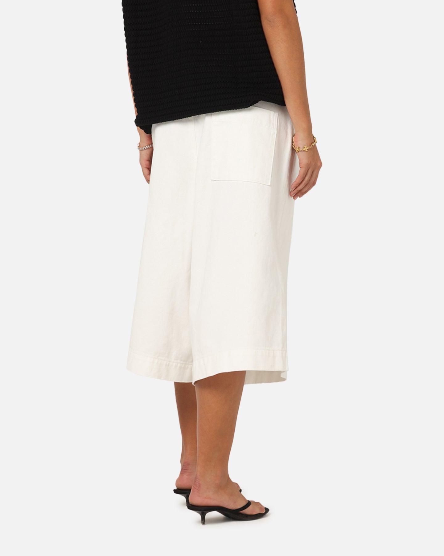 XXIII Wide Leg Denim Shorts Off White