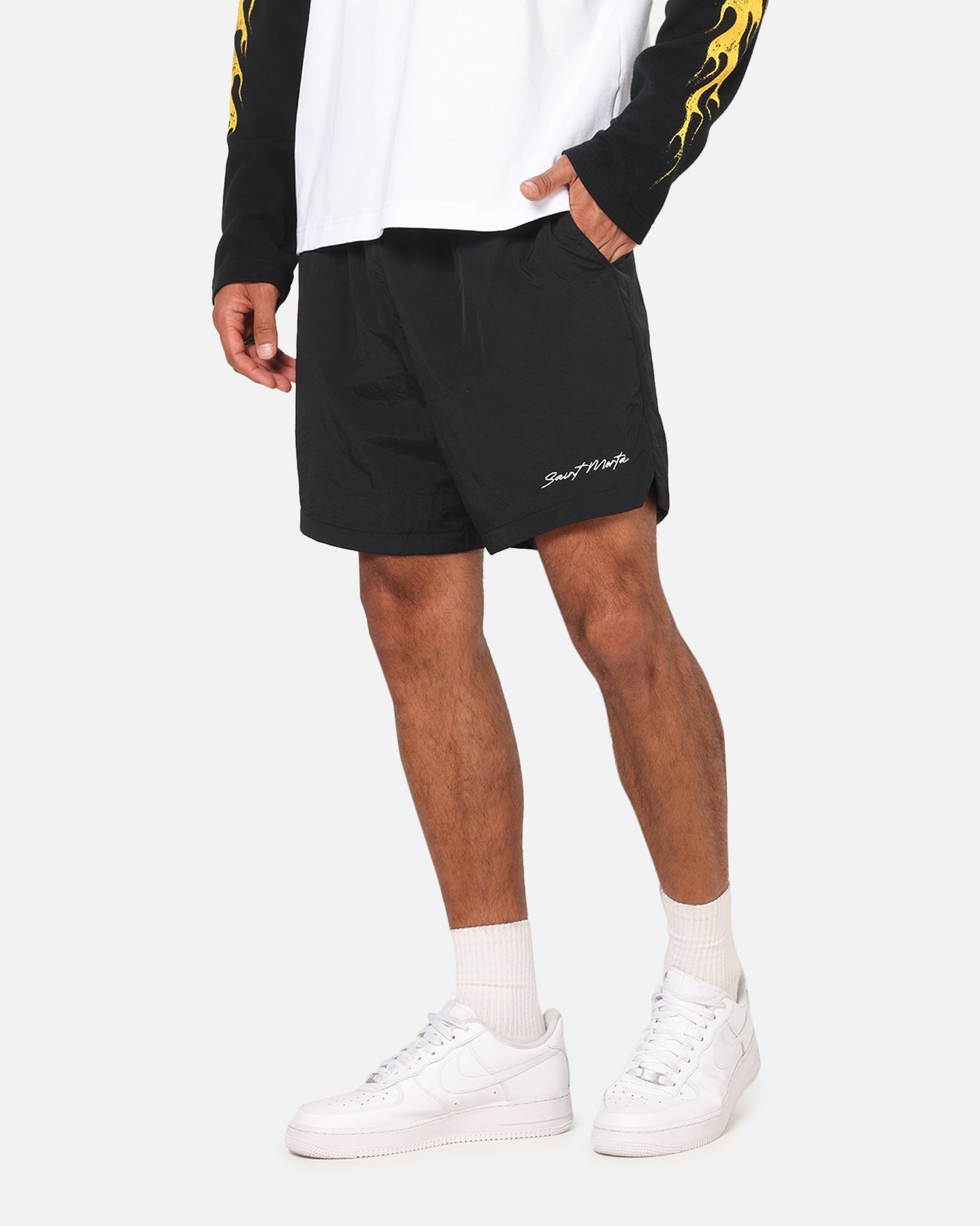 Saint Morta Scription Nylon Shorts Black