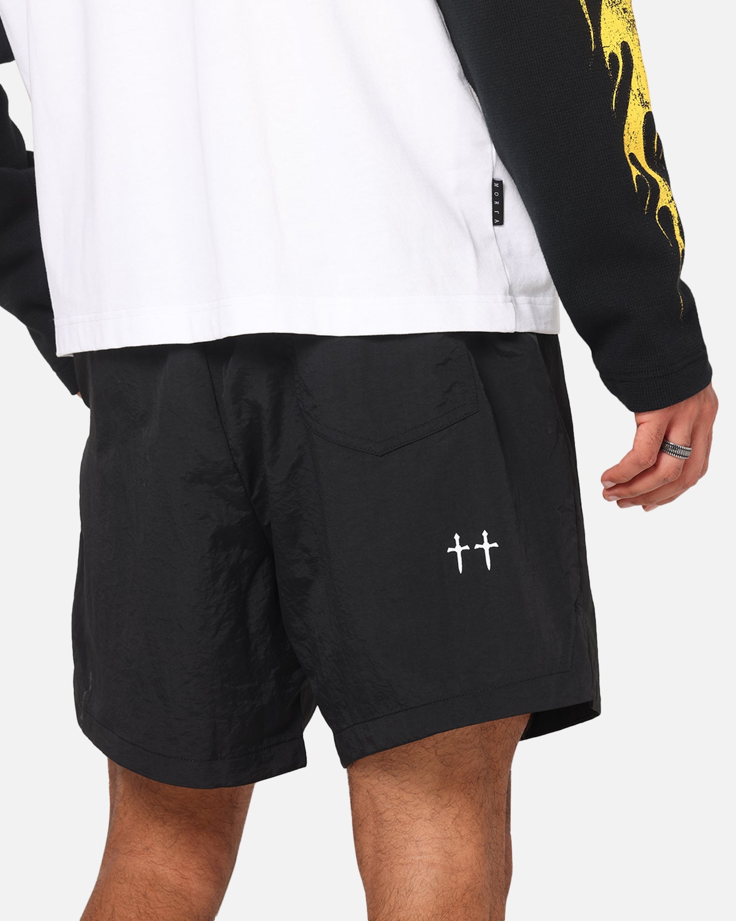Saint Morta Scription Nylon Shorts Black