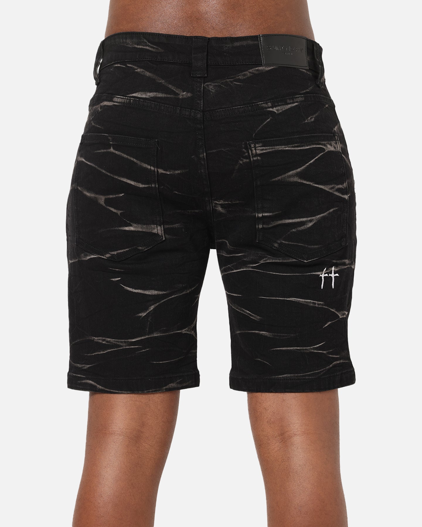 Saint Morta Dynasty Thrash V2 Denim Shorts Acid Wash Black