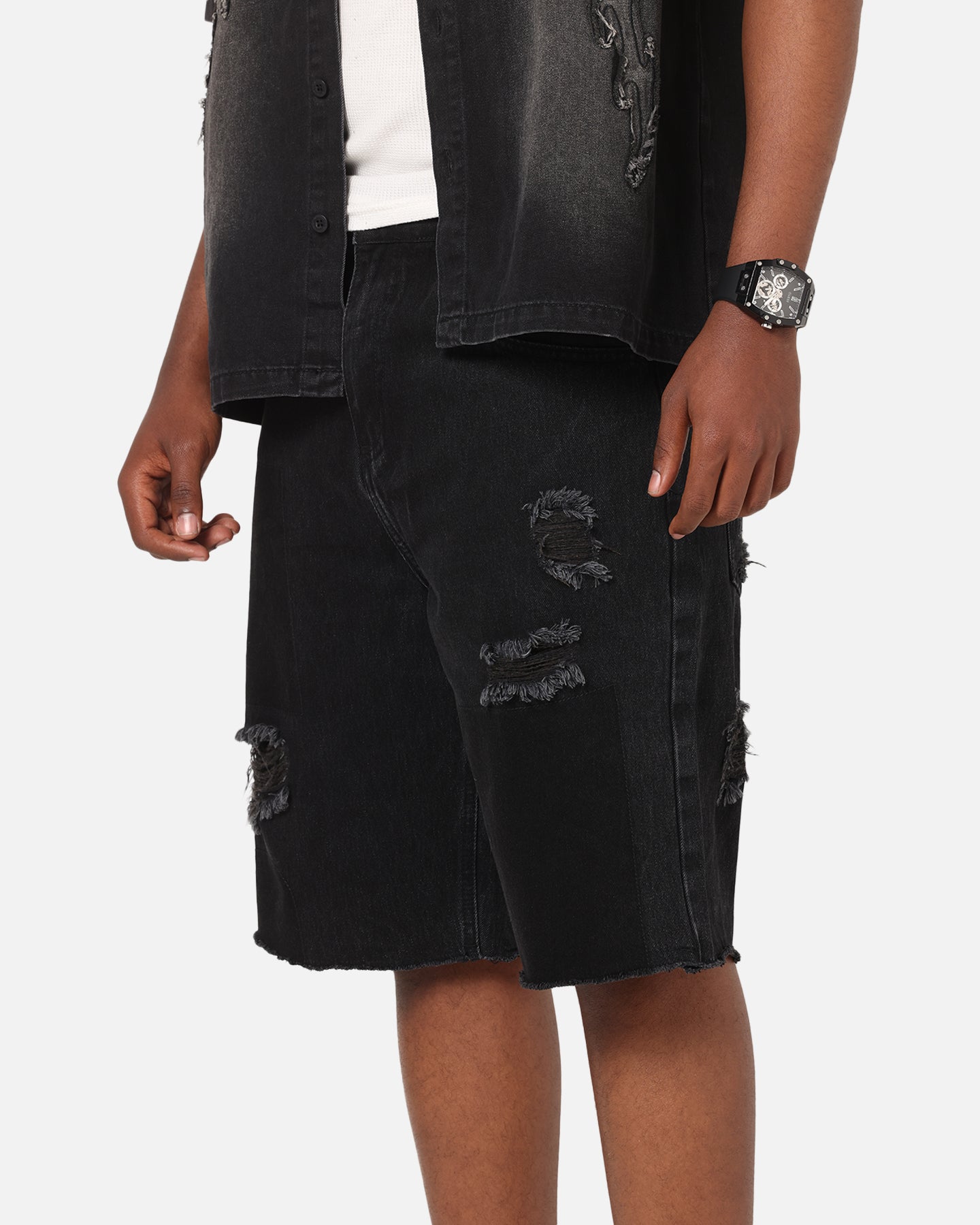 Saint Morta Halo Damage Jorts Black