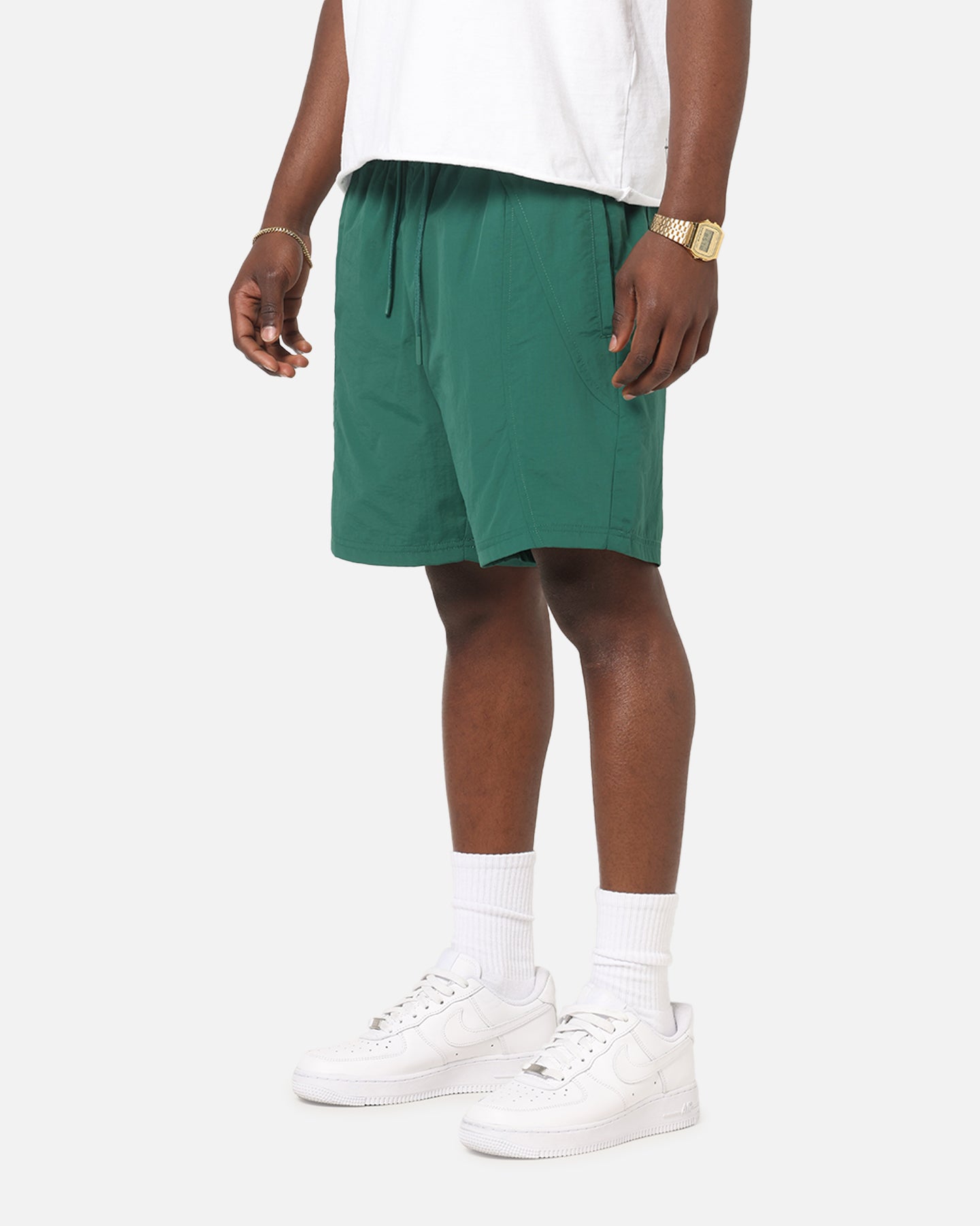 Carre Panelled Nylon Shorts Green