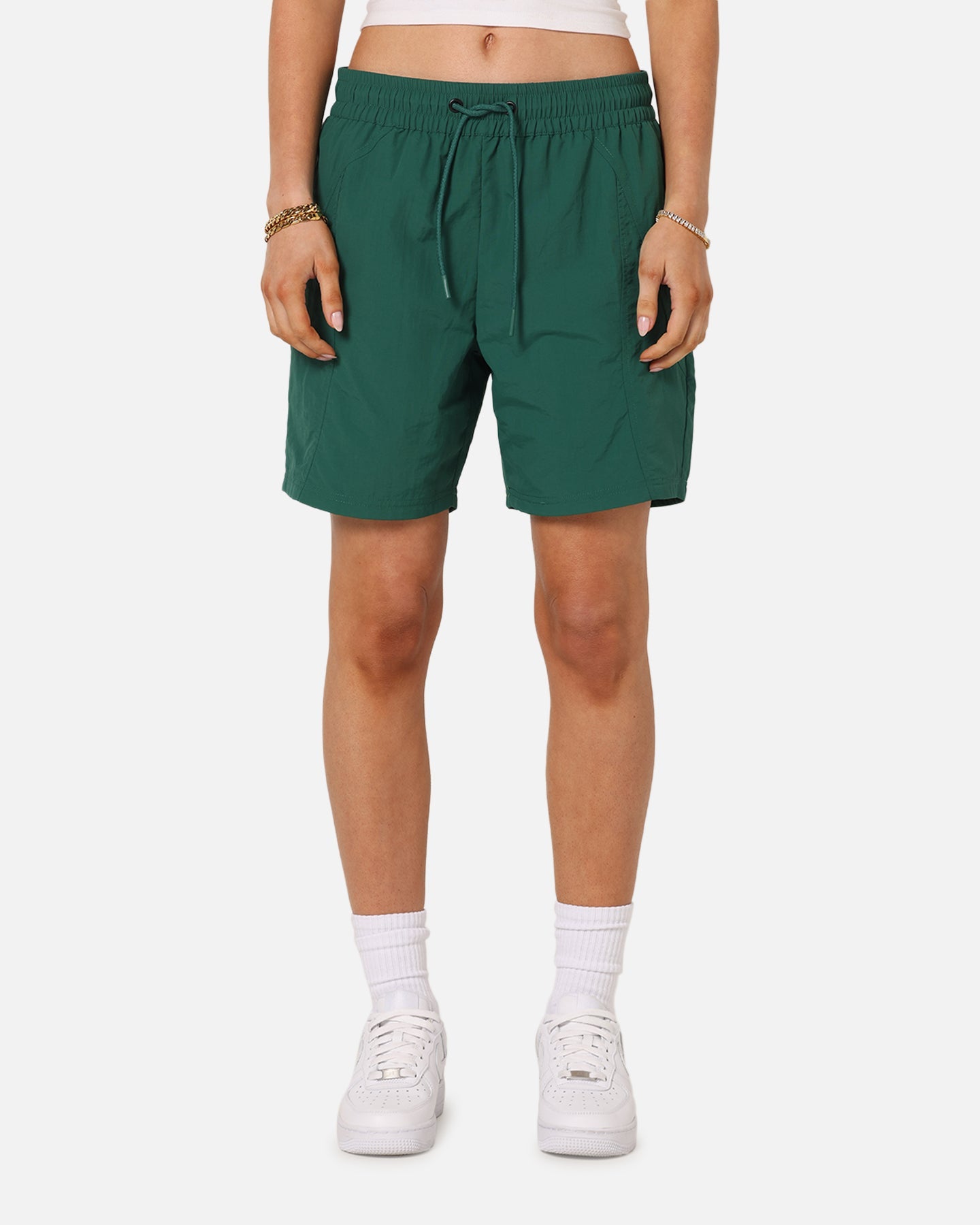 Carre Panelled Nylon Shorts Green