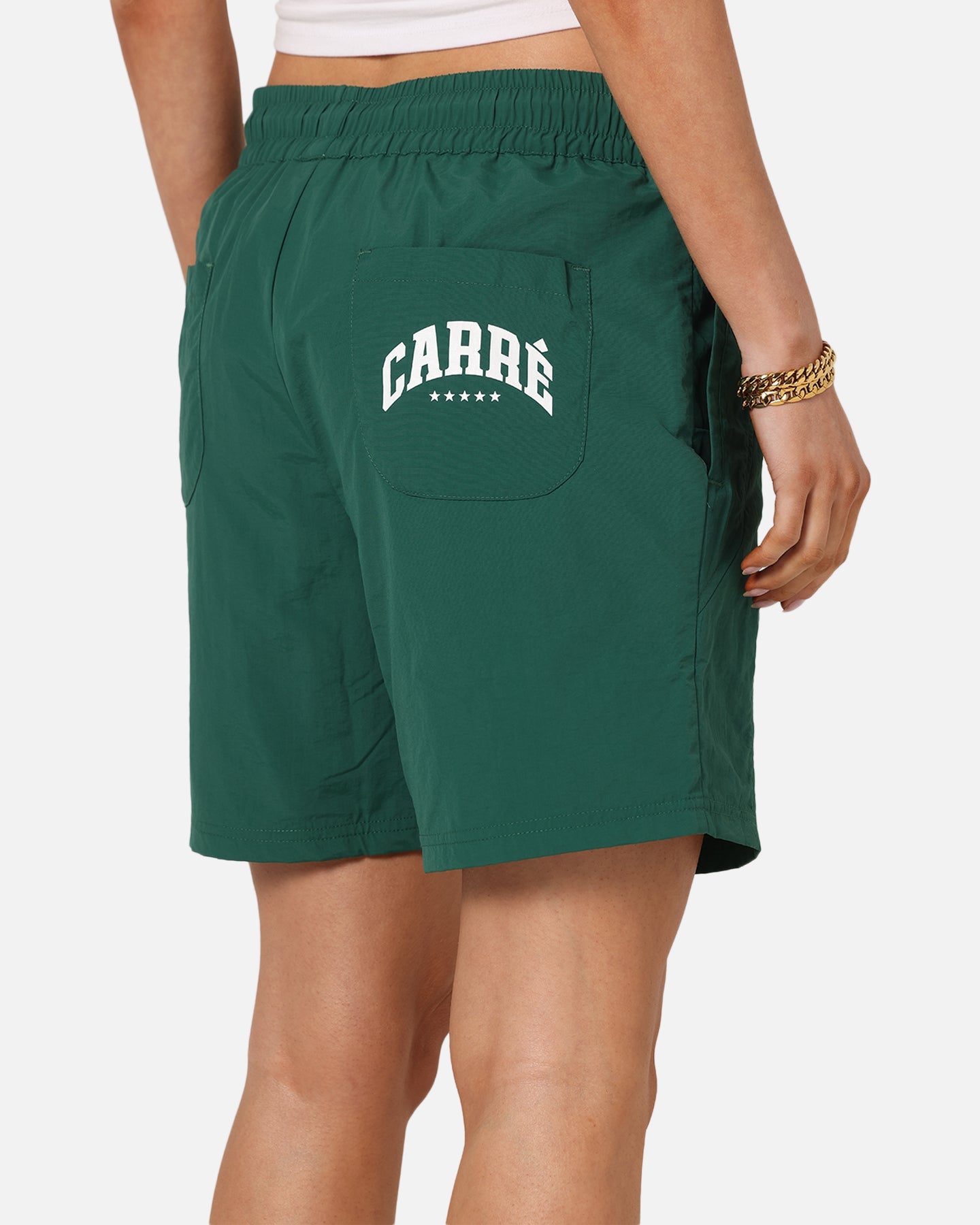 Carre Panelled Nylon Shorts Green