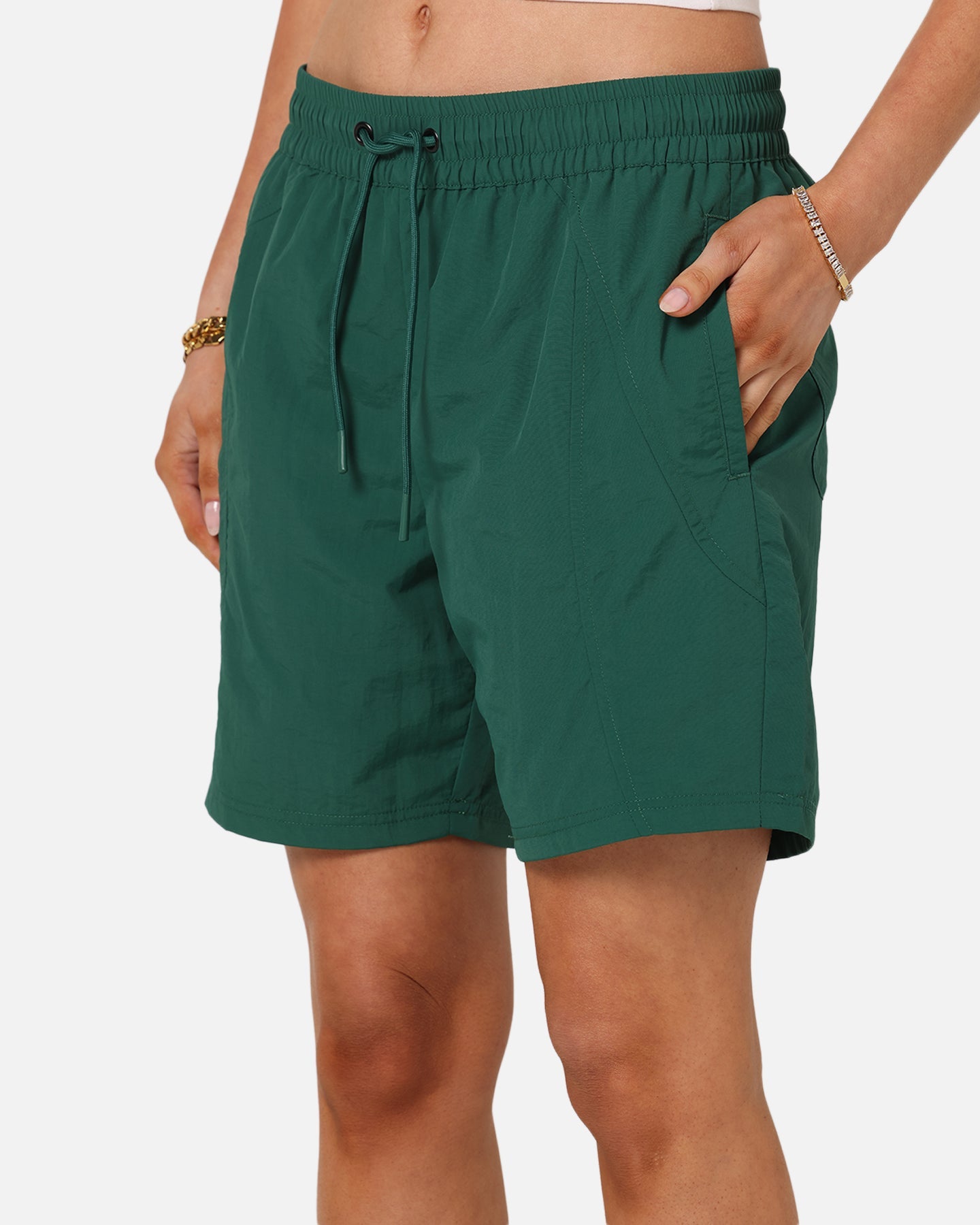 Carre Panelled Nylon Shorts Green