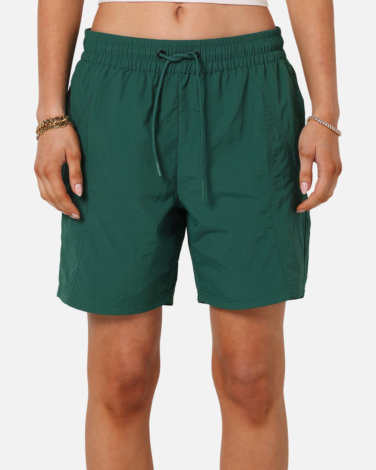 Carre Panelled Nylon Shorts Green