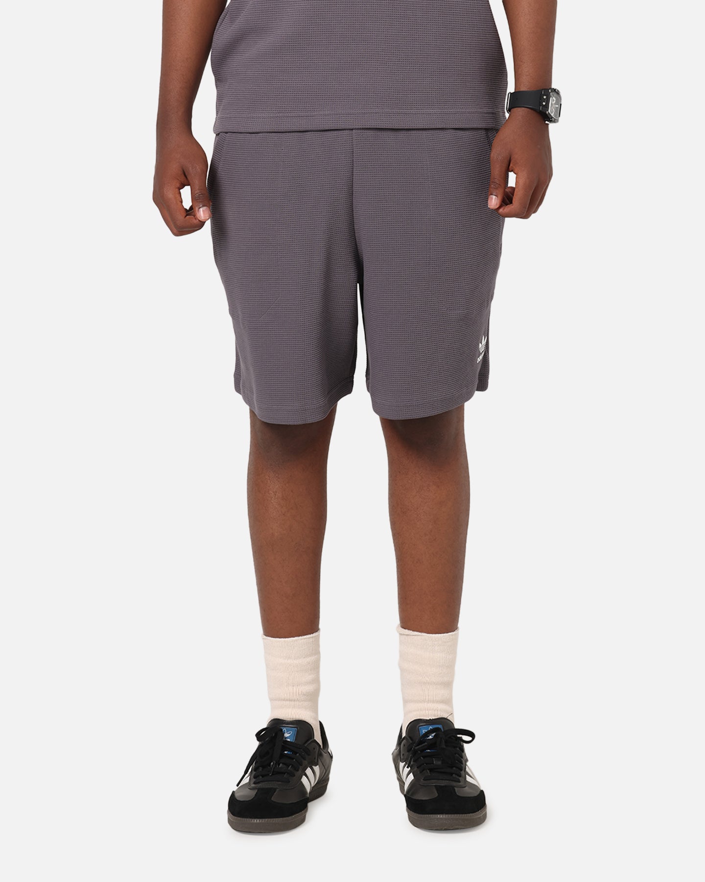 Adidas Trefoil Essentials Waffle Shorts Grey Strata