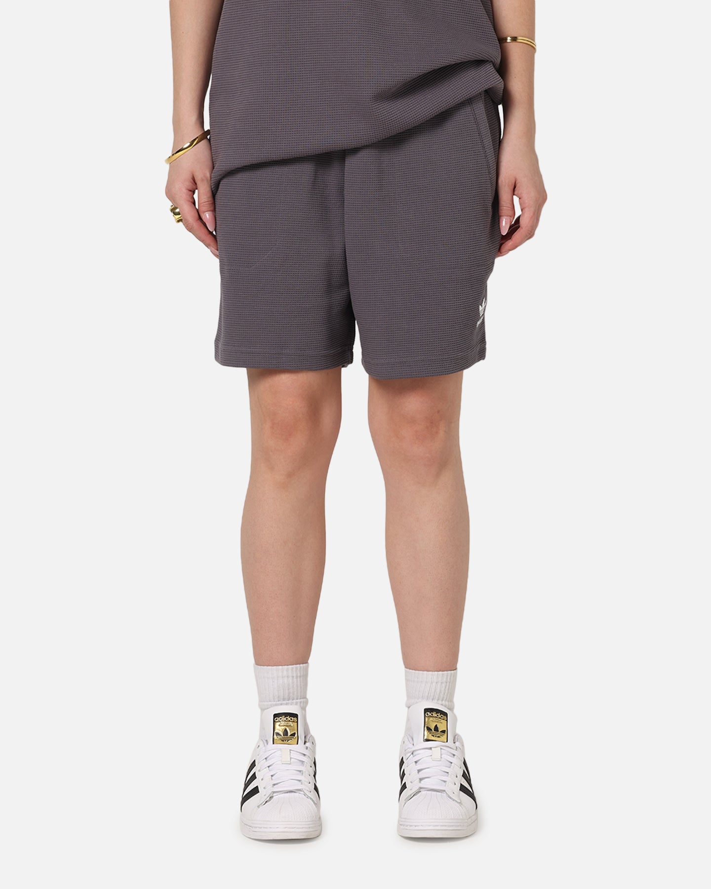 Adidas Trefoil Essentials Waffle Shorts Grey Strata