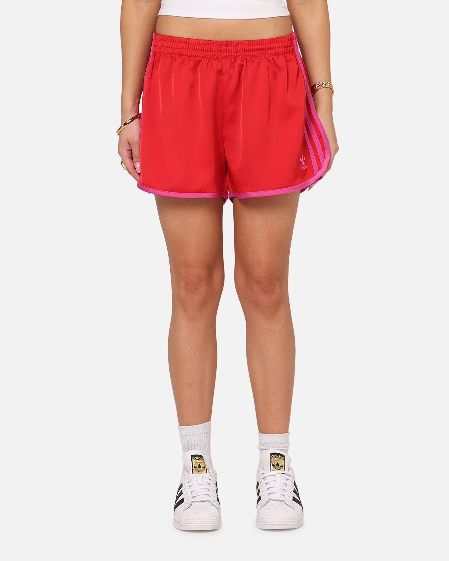 Adidas Women's Adicolor 3-Stripes Sprinter Shorts Scarlet/Fuchsia
