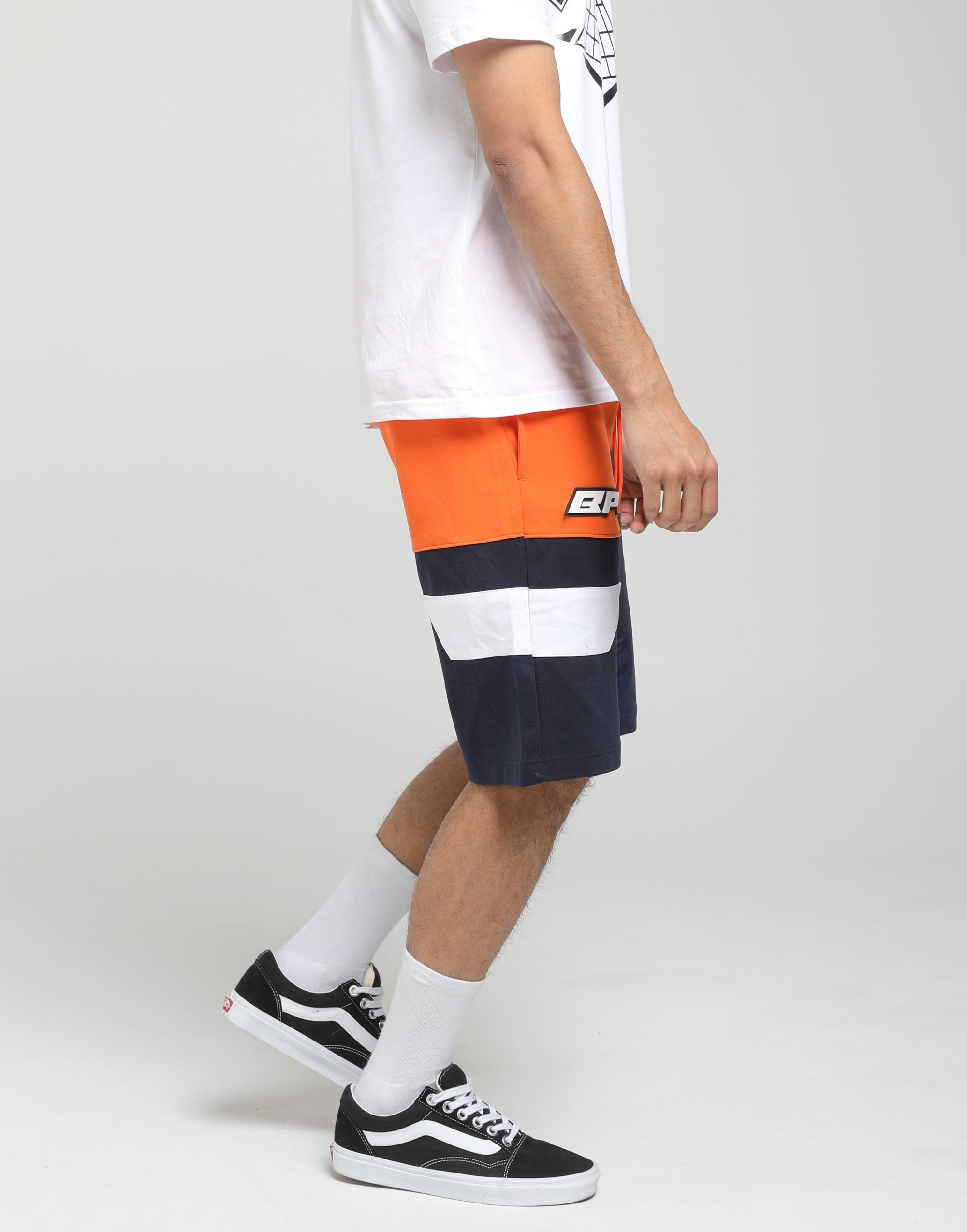 Black Pyramid Diagonal Split Shorts Orange