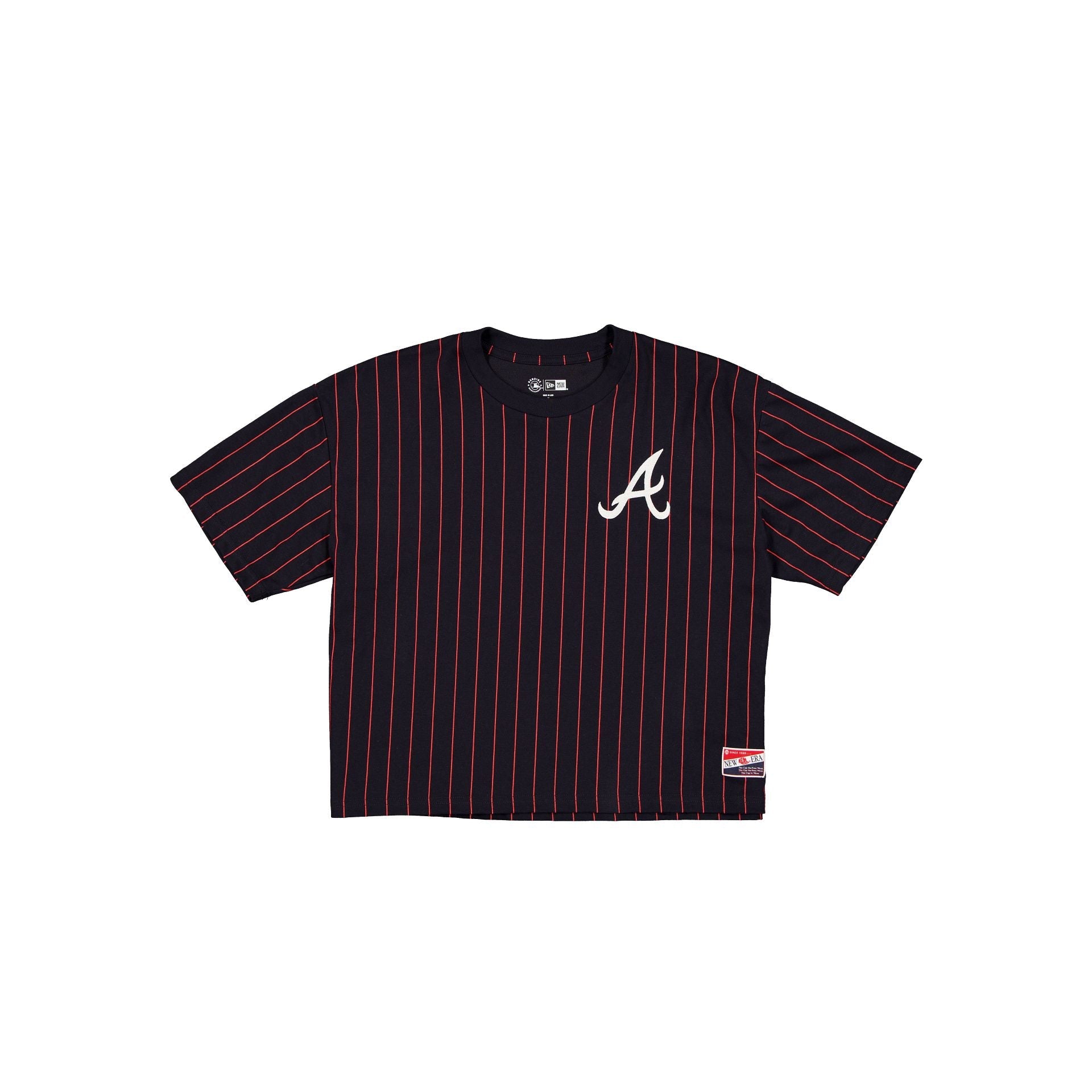 Atlanta Braves Throwback Women's Cropped Pinstripe T-Shirt